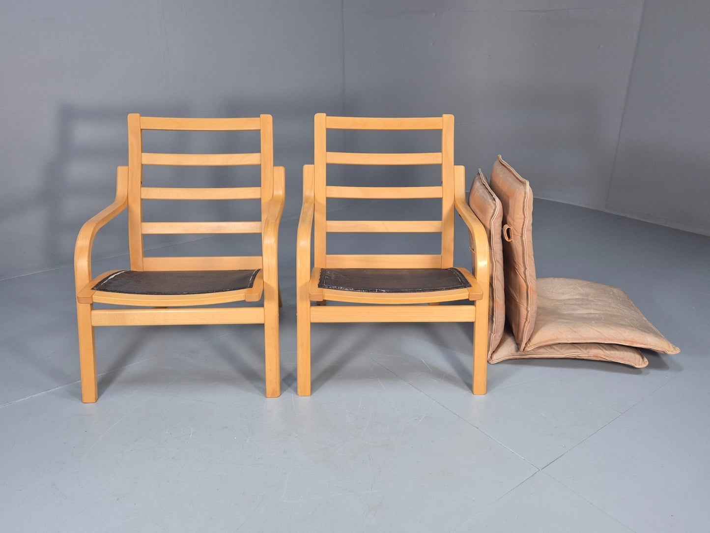 2 Stouby Tan Leather Bentwood Lounge Chairs 1980s Danish Design EB9303 MBEN - UKDK FURNITURE