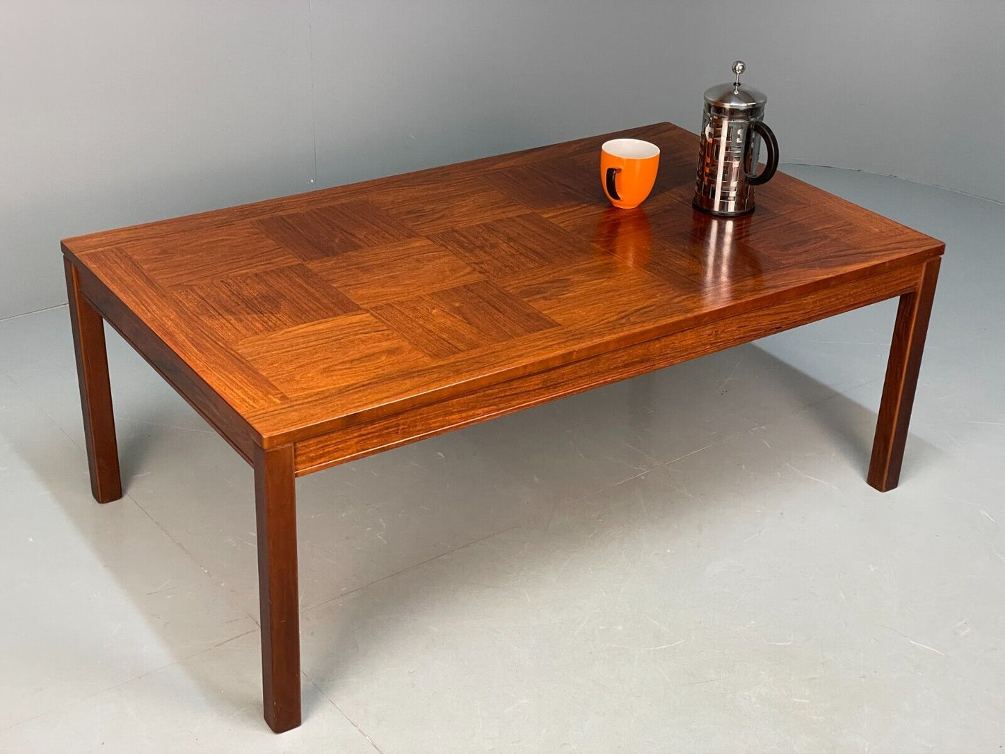 Midcentury Rectangular Chequerboard Pattern Coffee Table By Heggen EB8670 MWOO - UKDK FURNITURE
