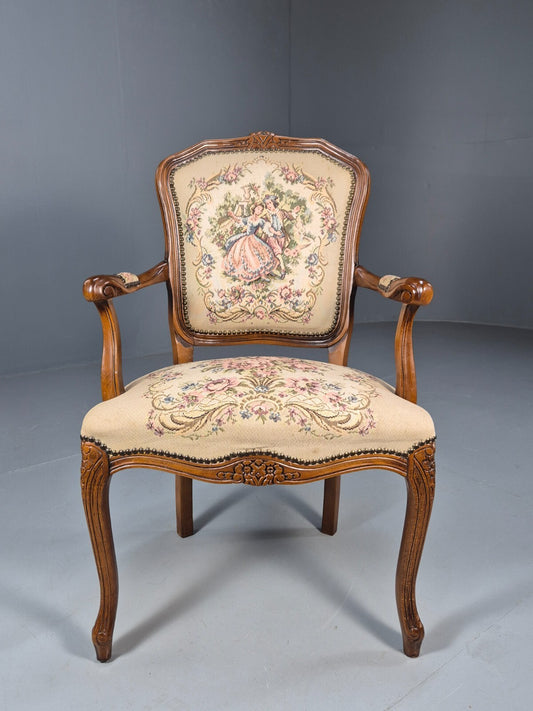 Vintage Rococo Armchair French Style Danish Made Floral 1960s Retro EB9638 VCAR - UKDK FURNITURE