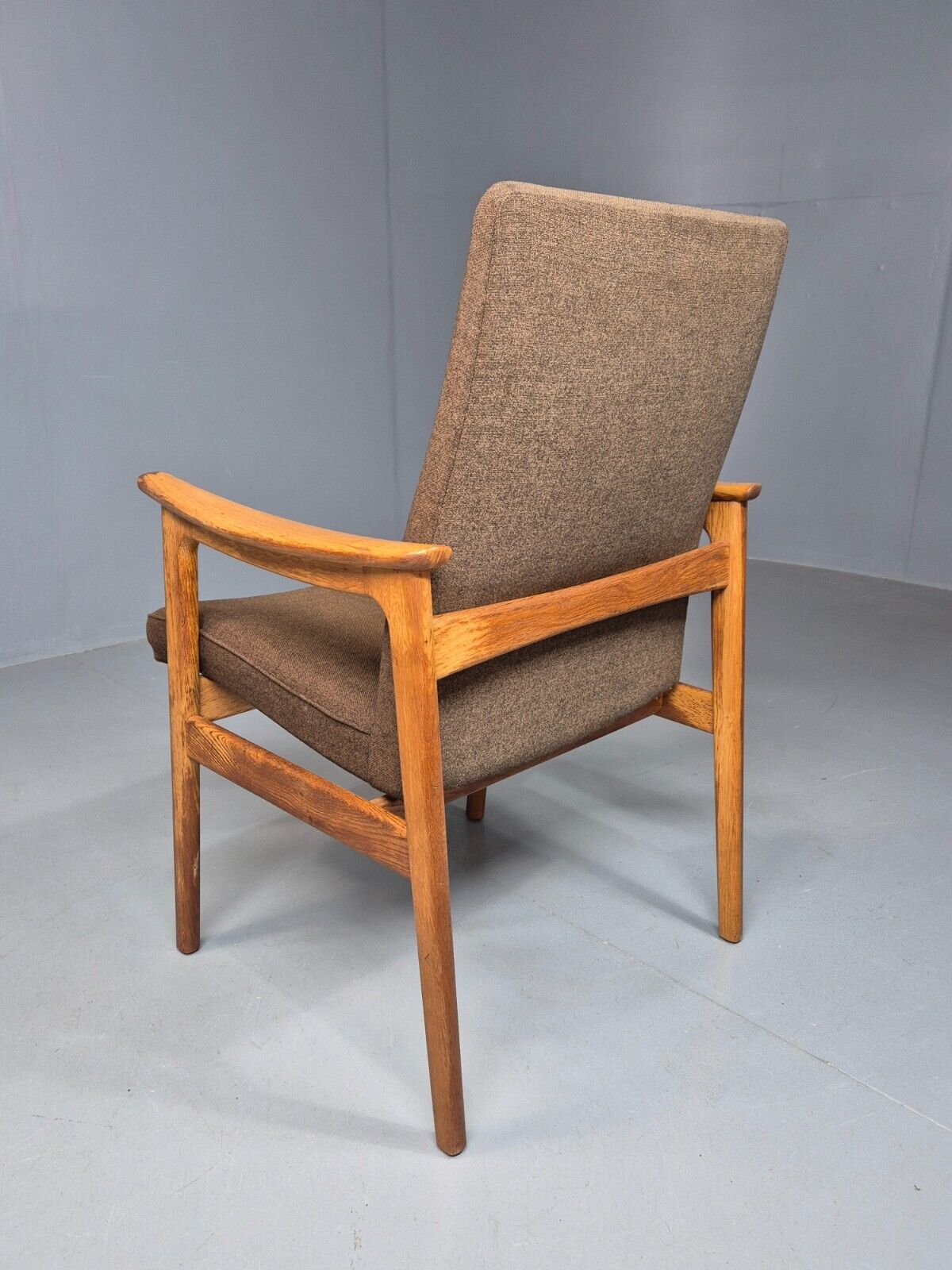 Vintage Danish Elbow Chair Green Wool Oak Hong Kirkegaard Retro MCM EB8271 MDIN - UKDK FURNITURE