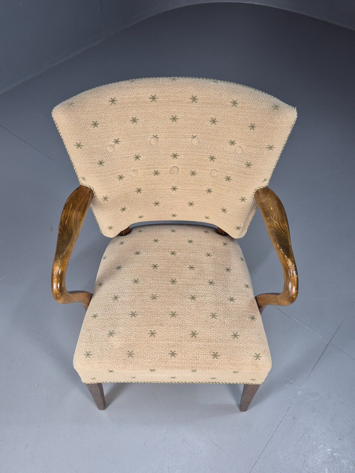 Vintage Danish Lounge Chair Beige Wool Beech Frame 1950s Retro MCM EB8991 MNOR - UKDK FURNITURE