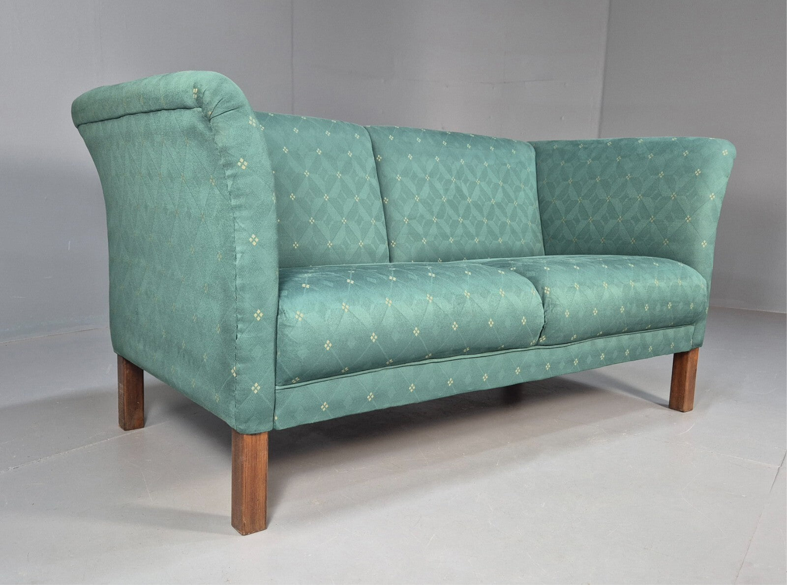 Vintage Danish Green 2 Seat Classic Mid Century Shaped Sofa 1980s EB9565 M2SS - UKDK FURNITURE