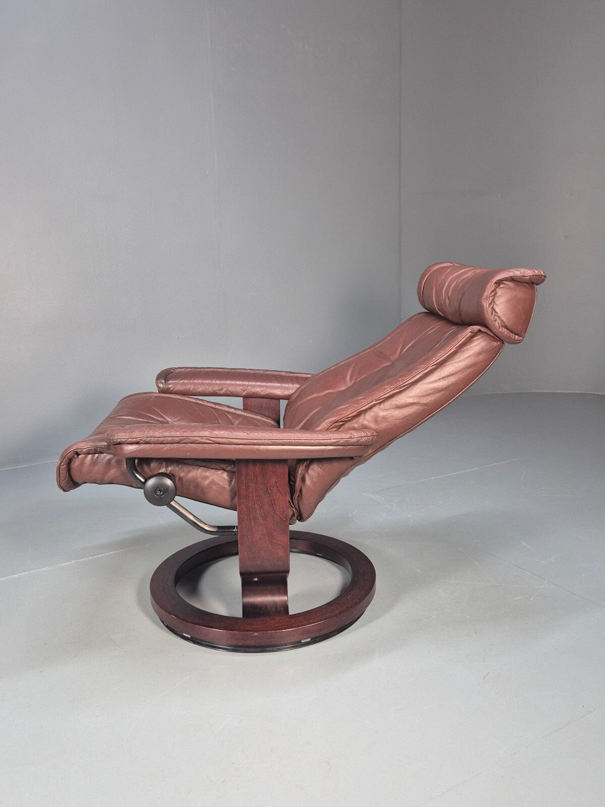 Brown Leather Ekorness Stressless Swivel Reclining Chair Vintage EB9279 MSWI - UKDK FURNITURE