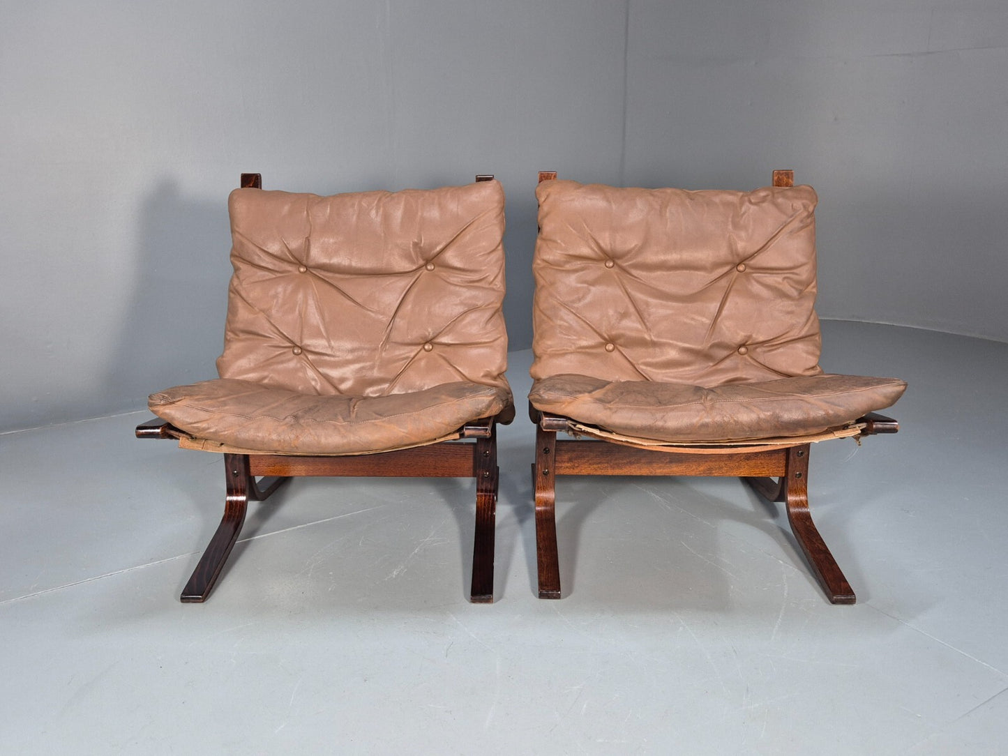 Vintage Brown Leather Bentwood Siesta Chairs Westnofa Ingmar Relling EB9324 MBEN - UKDK FURNITURE