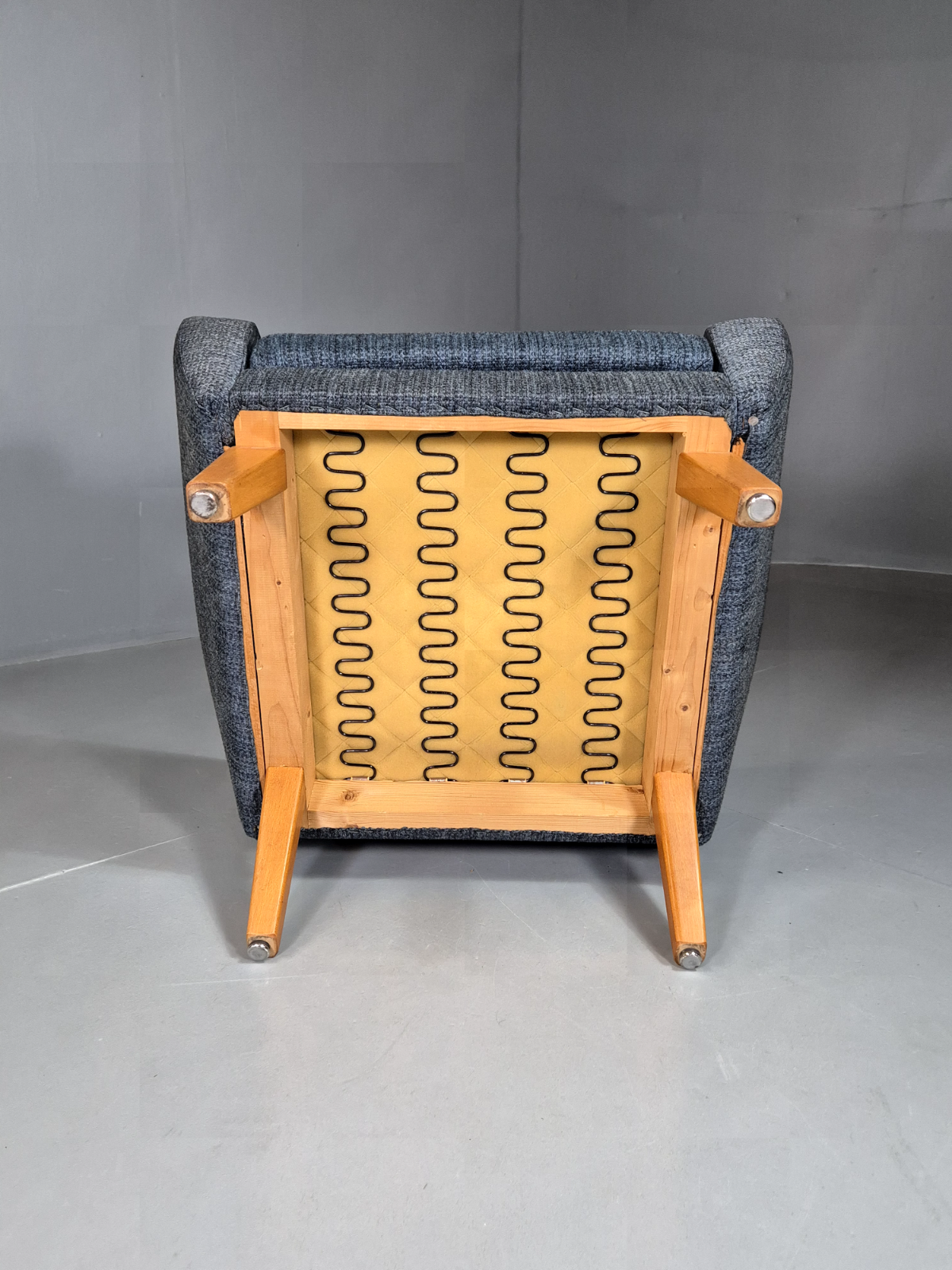 Vintage Swedish Lounge Chair Blue Wool Teak Paws 1960s Retro MCM EB7510 MNOR - UKDK FURNITURE