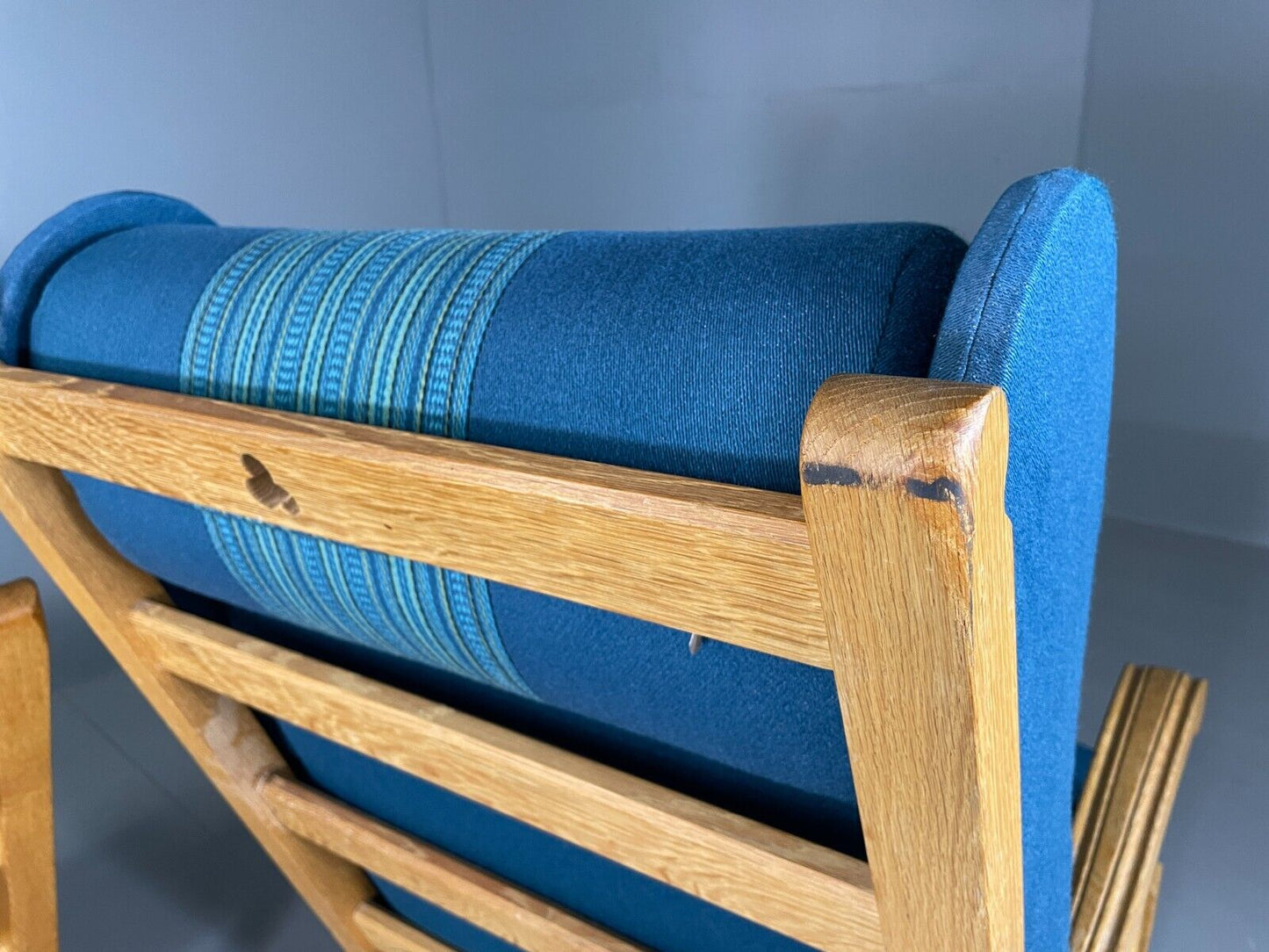2 Vintage Danish Lounge Chairs Blue Oak Kjaernulf Retro EB6718 MNOR - UKDK FURNITURE