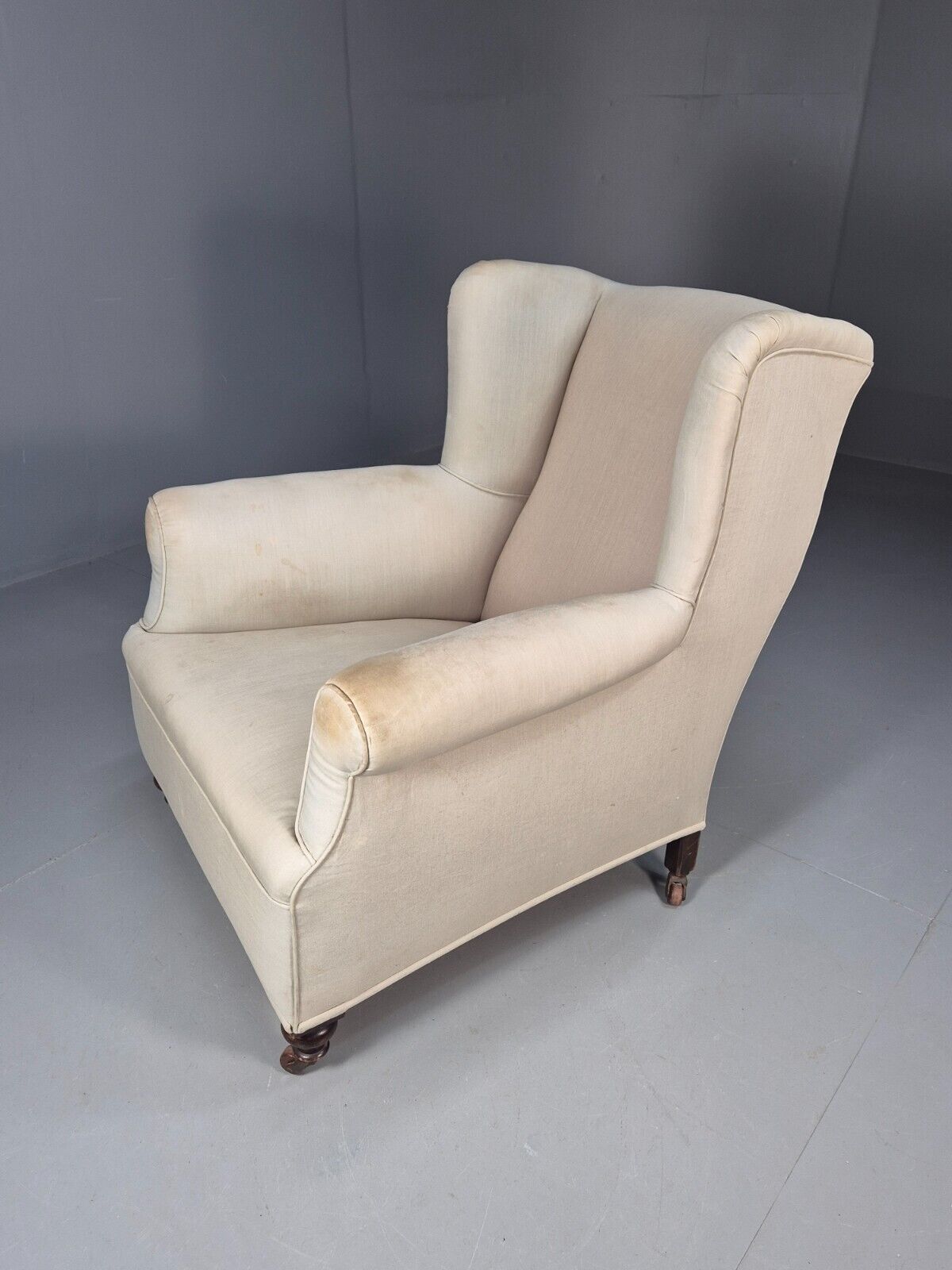 Vintage Wingback Lounge Chair Calico Antique Upholstery Project EB8735 VCLO - UKDK FURNITURE