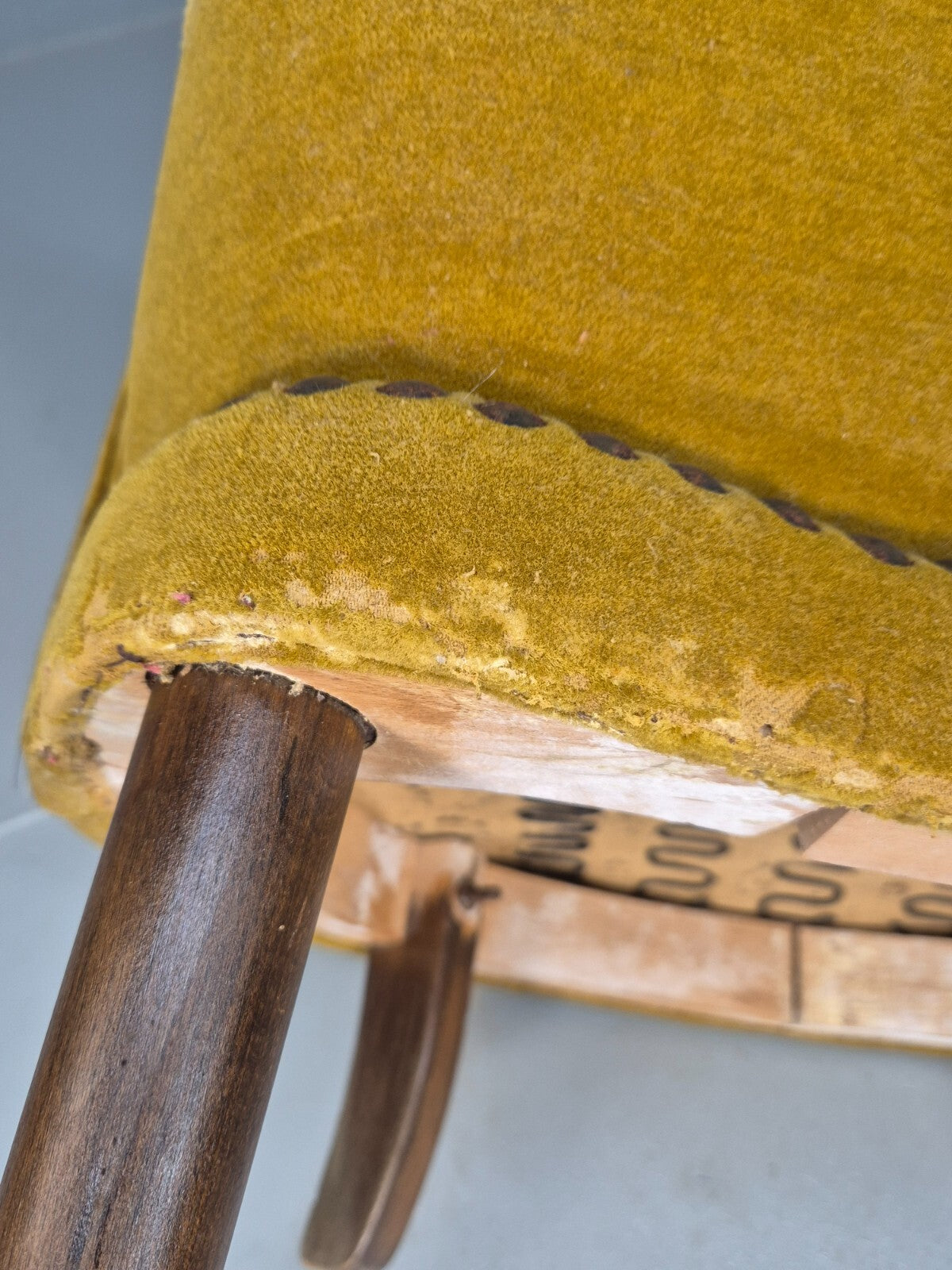 Vintage Danish Art Deco Tub Chair Mustard Velour Shell Back 1940s EB9014 VCLO - UKDK FURNITURE