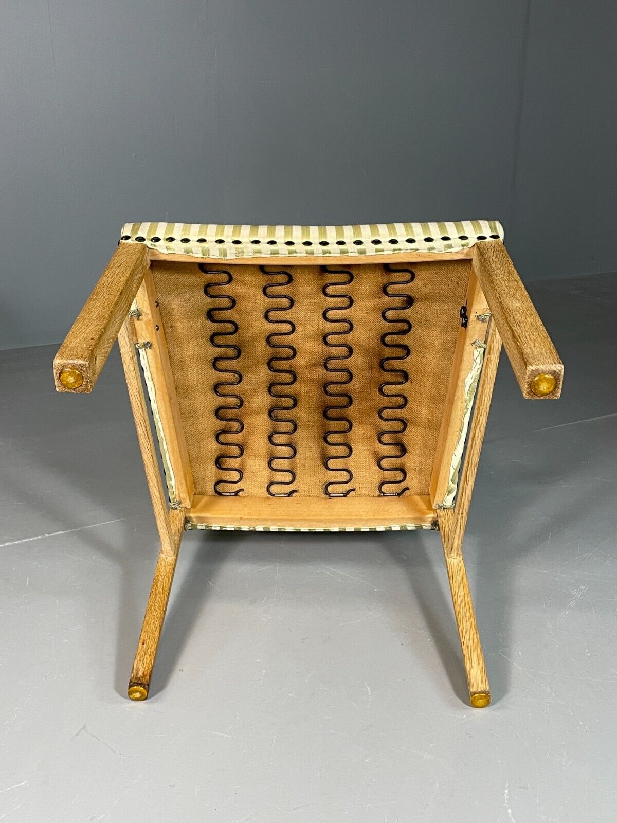Vintage Danish Desk Chair Green Stripe Oak Frame 1950s Retro MCM EB6706 MDIN - UKDK FURNITURE