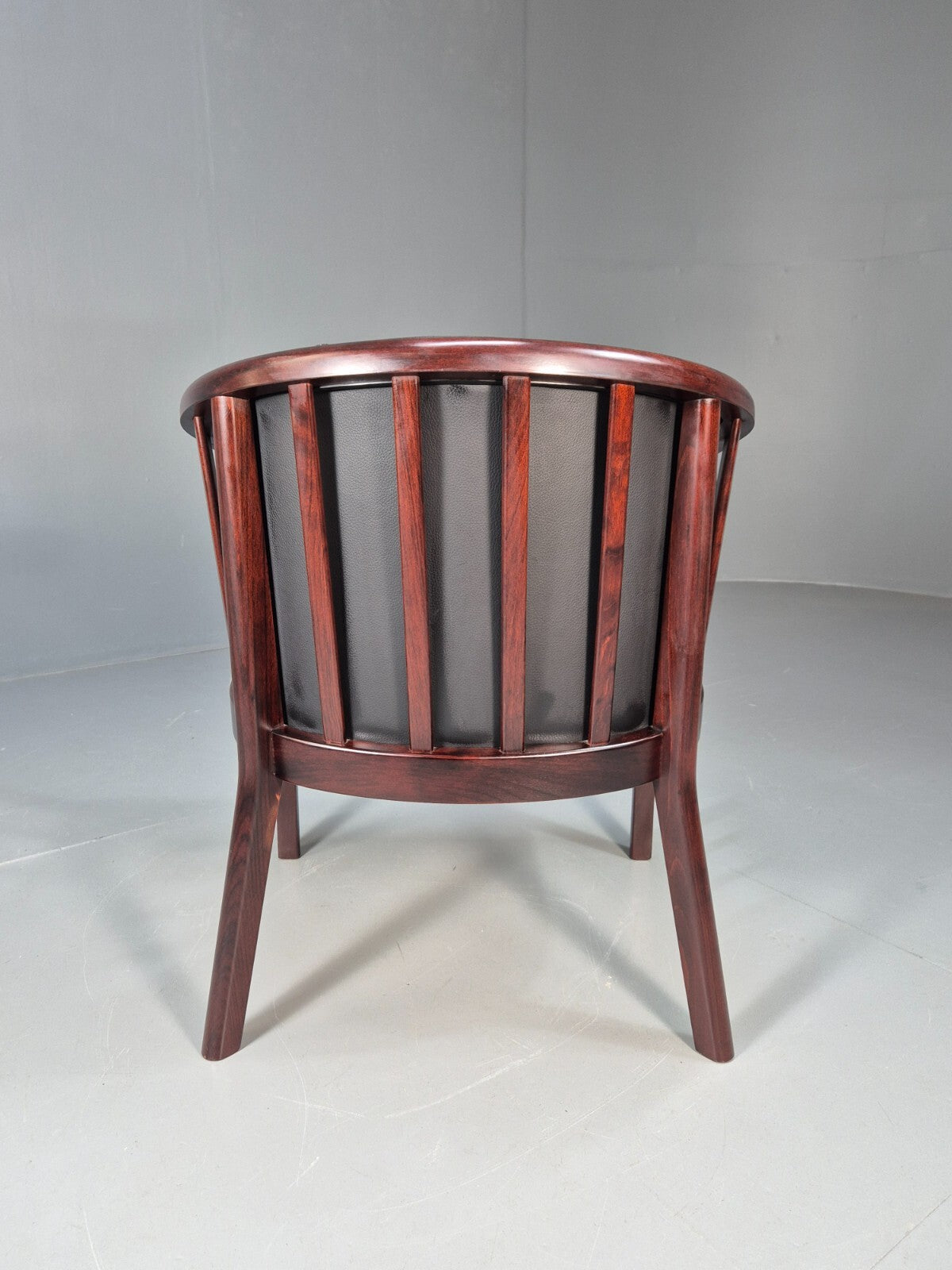 Vintage Danish Skalma Tub Chair Black Leather Curved Rail Back 1980s EB9315 MNOR - UKDK FURNITURE