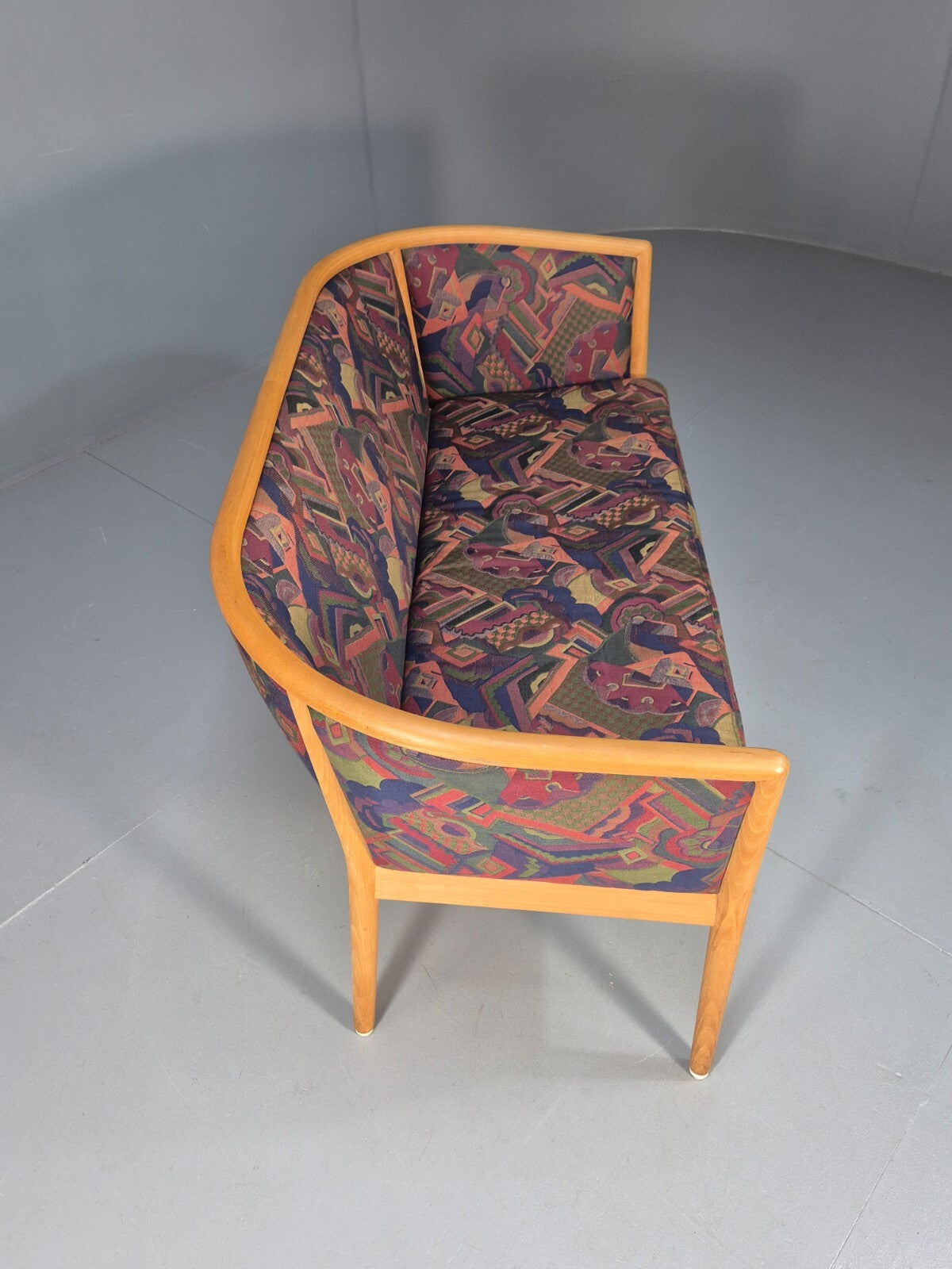 Vintage 2 Seater Sofa Curved Beech Frame Multicoloured 1980s Danish EB9290 M2SS - UKDK FURNITURE