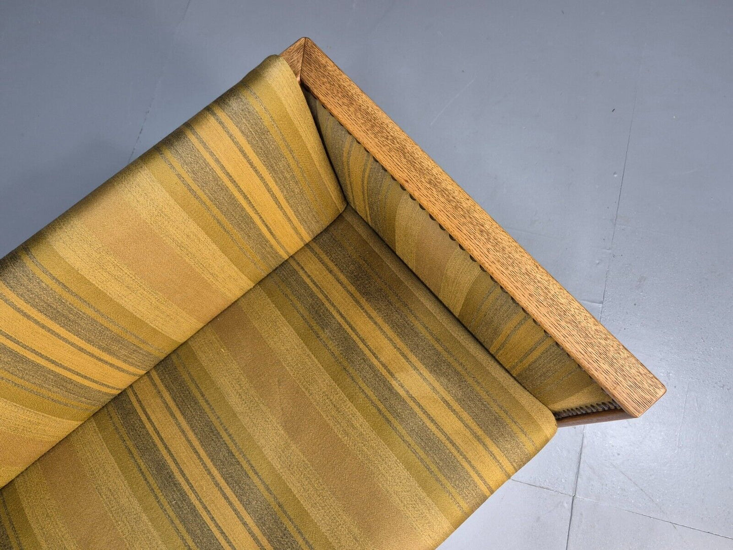 Vintage Danish 3 Seat Sofa Gold Green Wool Oak Frame Antique Style EB8942 V3SS - UKDK FURNITURE