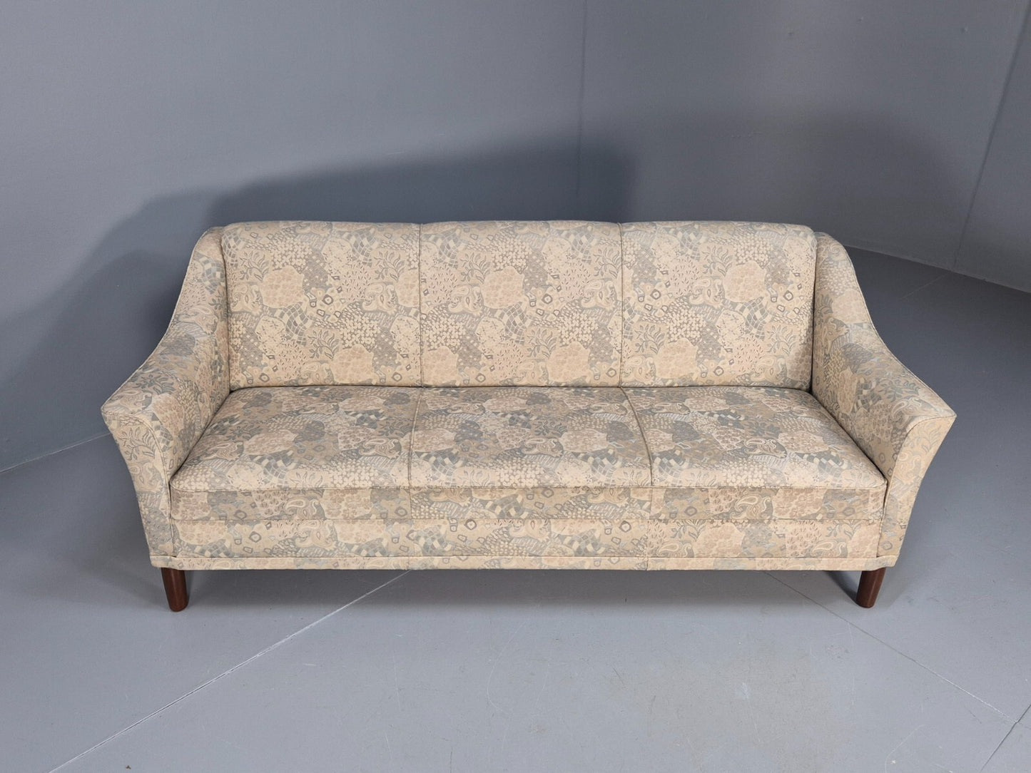 Vintage Danish Floral Upholstered 3 Seat Classic Mid Century Sofa EB9583 M3SS - UKDK FURNITURE