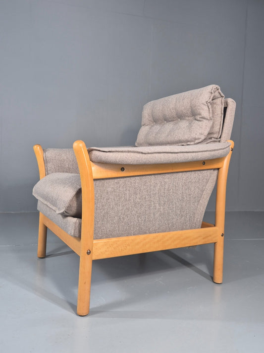 Vintage Lounge Chair Mid Century Danish Beech Frame New Upholstery EB11314 MNOR1