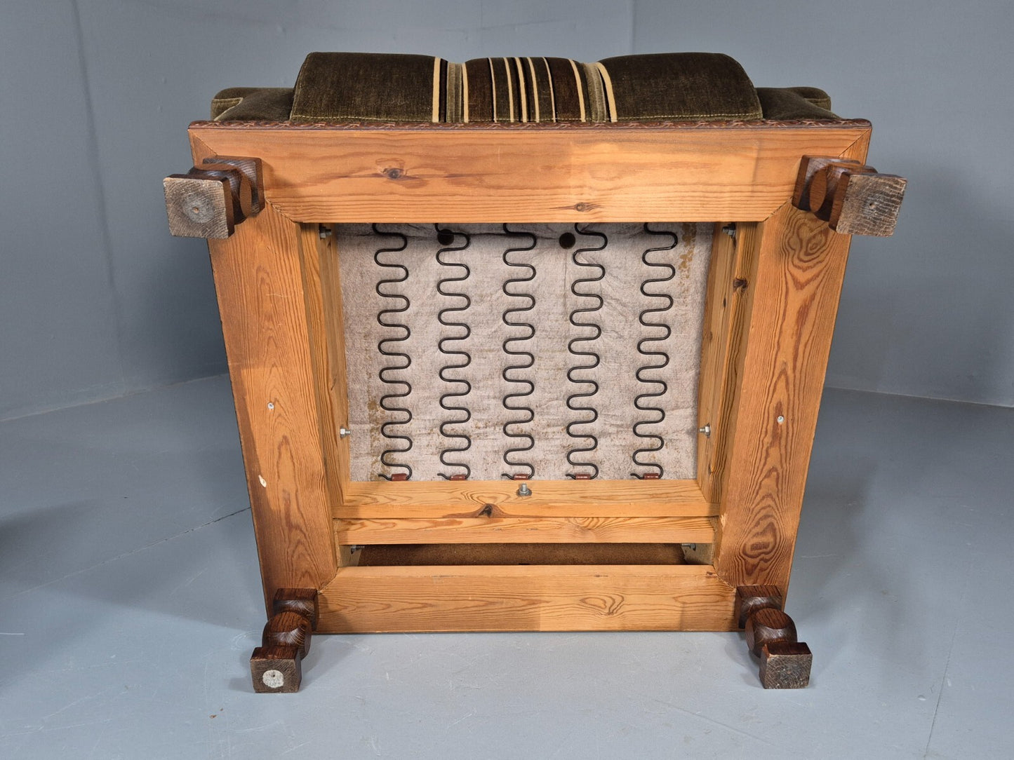 2 Vintage Danish Green Velour Armchairs Oak trim 1970 Quality Retro EB9027 VCLO - UKDK FURNITURE