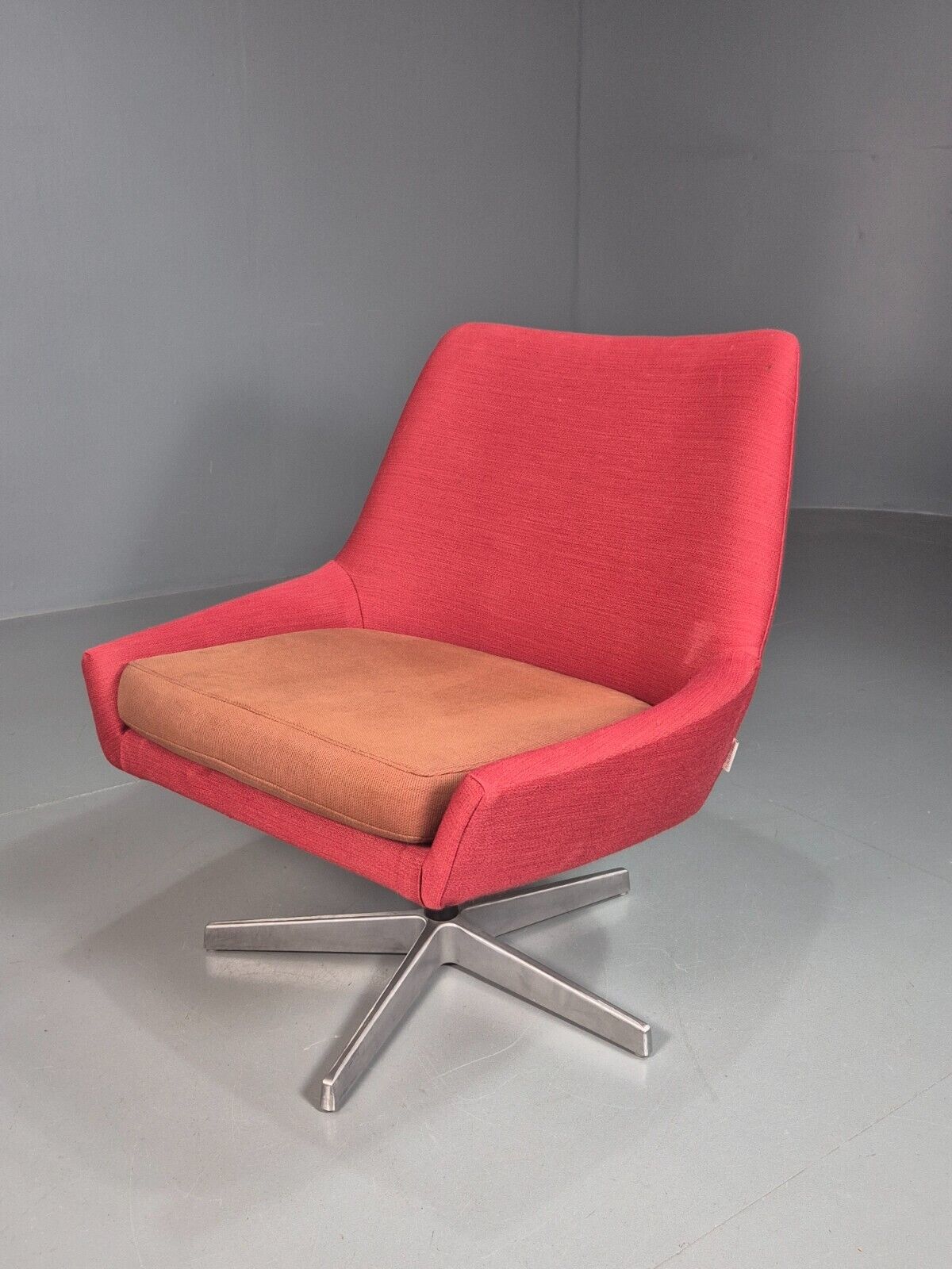 Vintage Swedish Swivel Chair Red Wool Ihreborn 1970s Retro EB7899 MSWI - UKDK FURNITURE