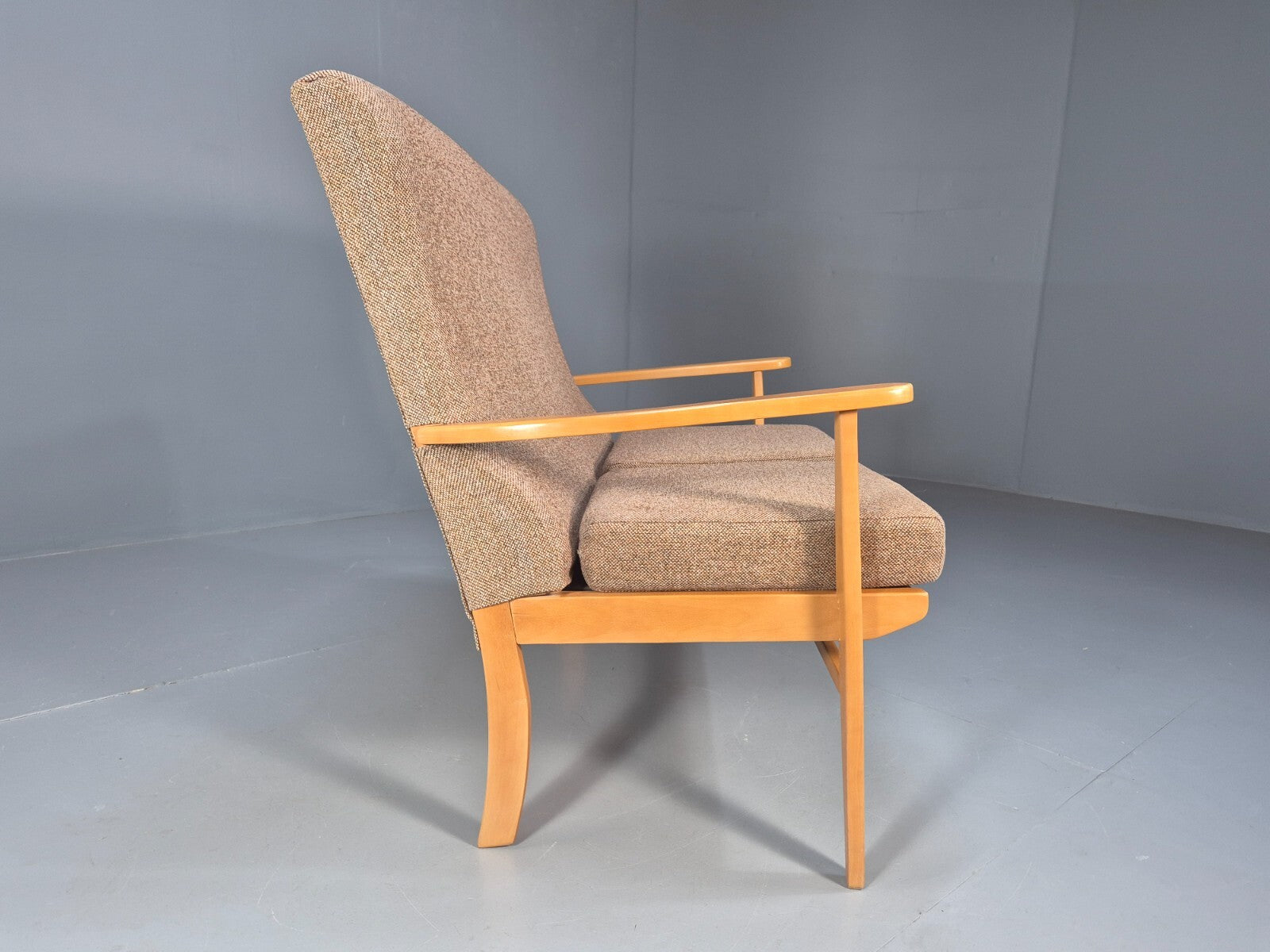 Vintage 2 Seater Sofa Beige Fabric Beech Frame Danish Design EB9490 M2SS - UKDK FURNITURE