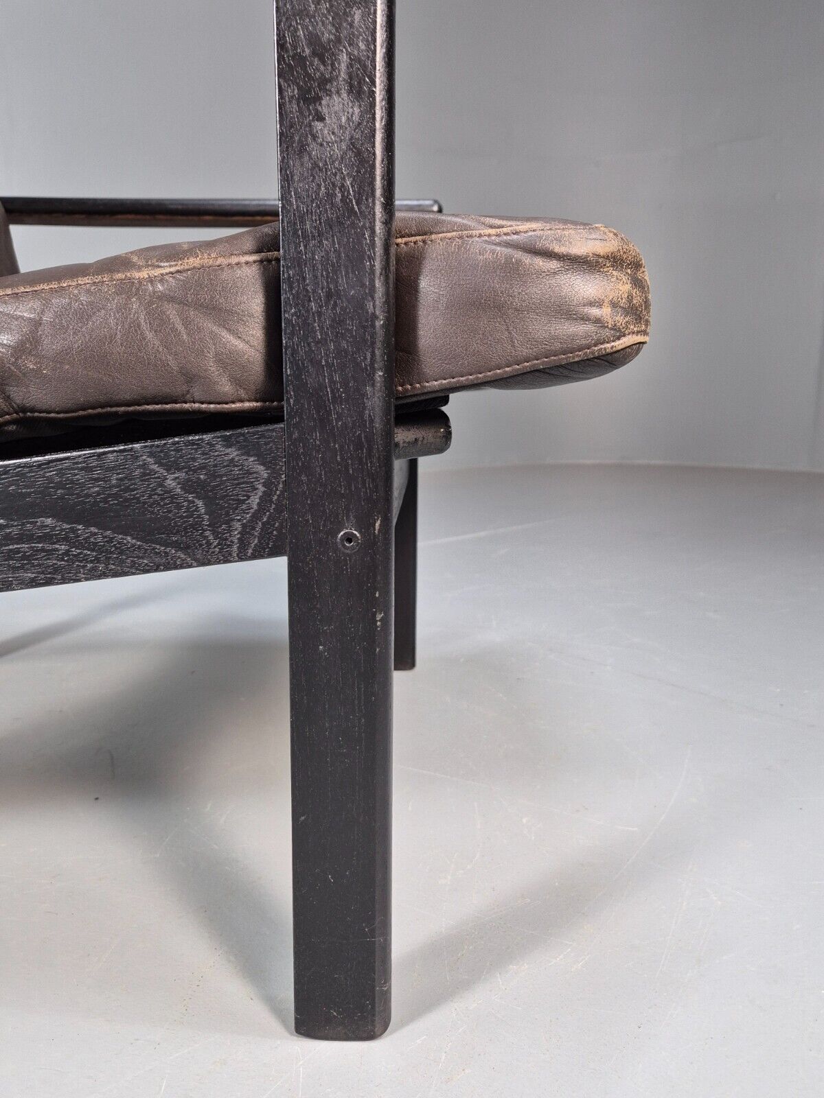 Vintage Danish Lounge Chair Brown Leather Beech Frame 1960s Retro EB8965 MNOR - UKDK FURNITURE