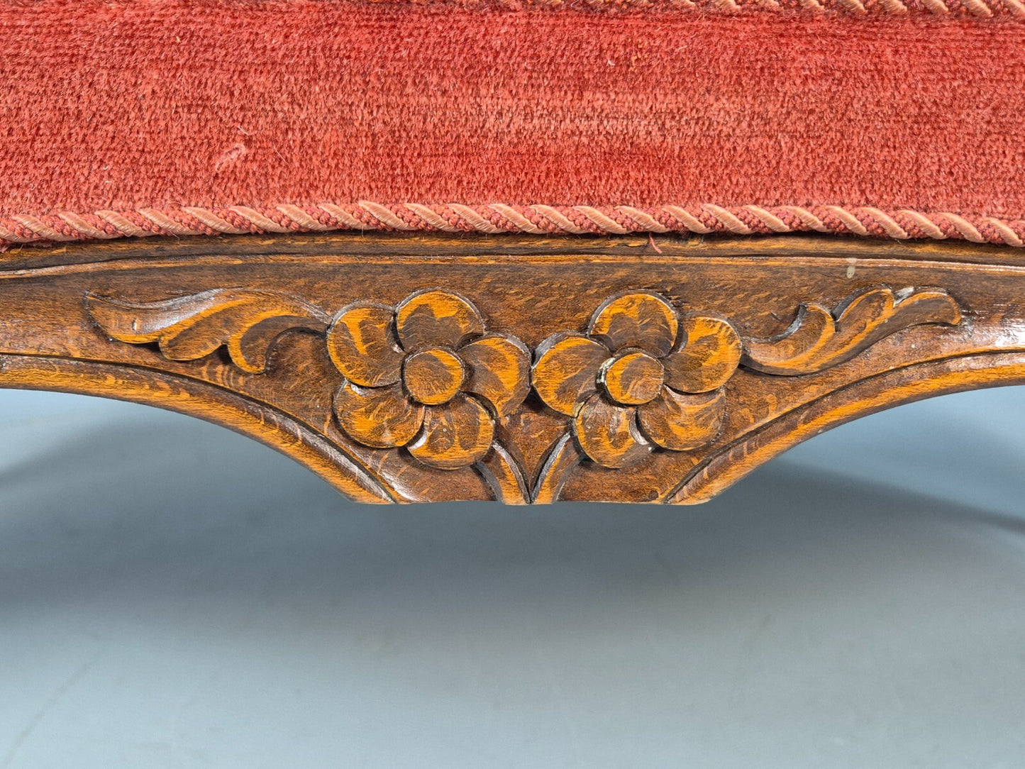Vintage 2 Seater Sofa French Style Orange Velour Carved Beech Frame EB9566 V2SS - UKDK FURNITURE