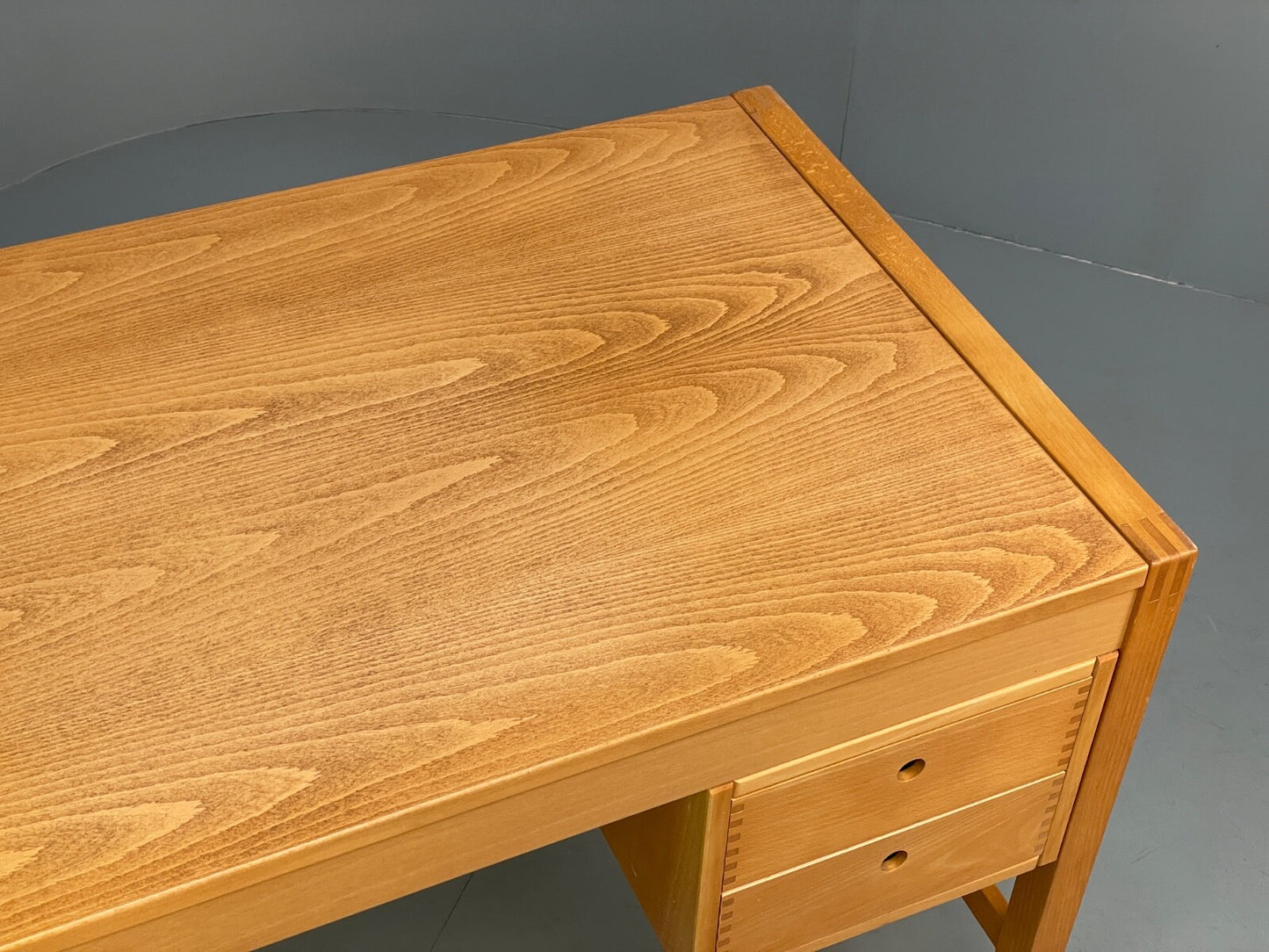Vintage Danish Beech Desk Compact Exposed Joints Sliding Drawers EB9440 MWOO - UKDK FURNITURE
