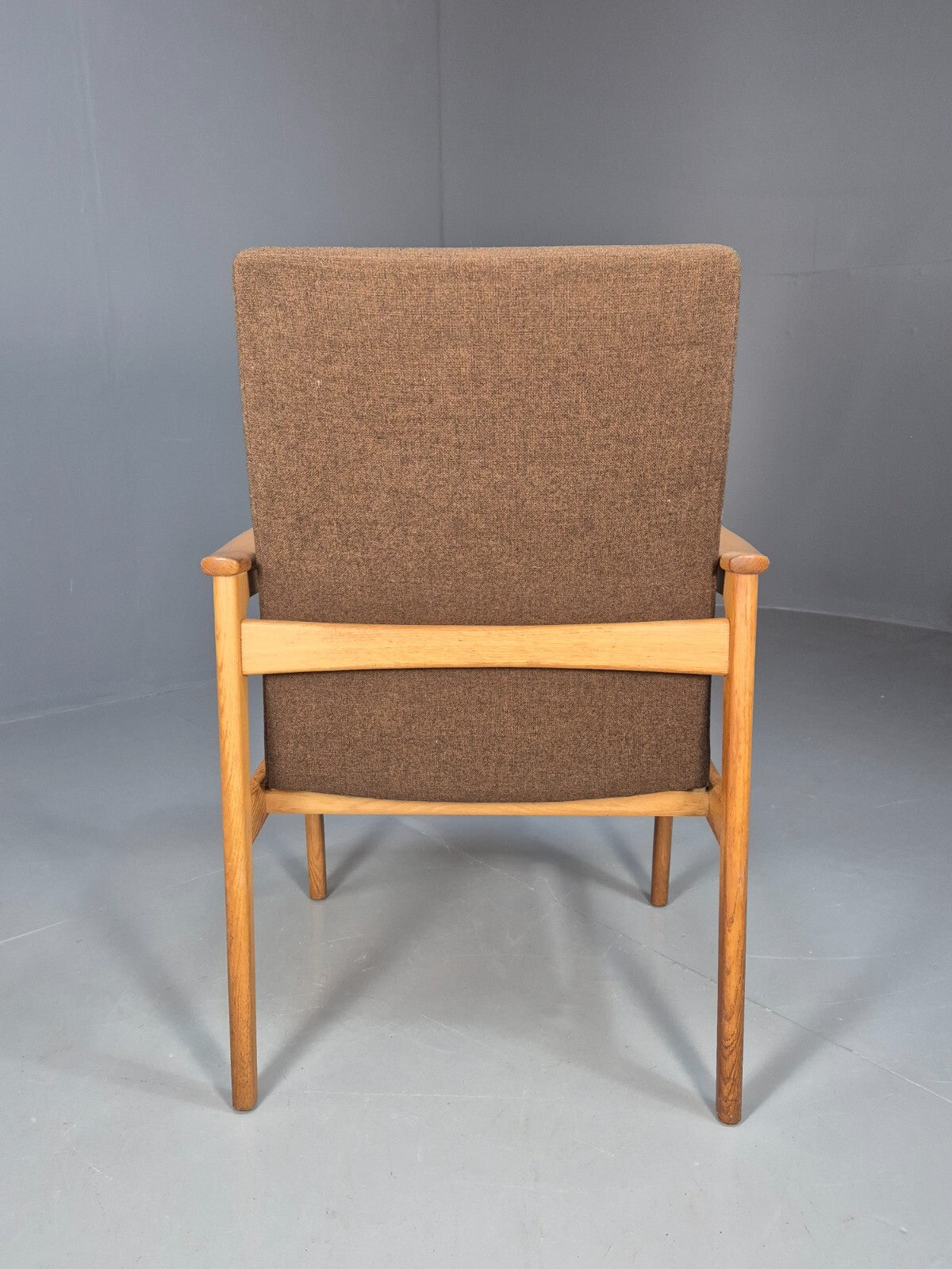 Vintage Danish Elbow Chair Green Wool Oak Frame Hong Stolefabrik MCM EB8485 MDIN - UKDK FURNITURE