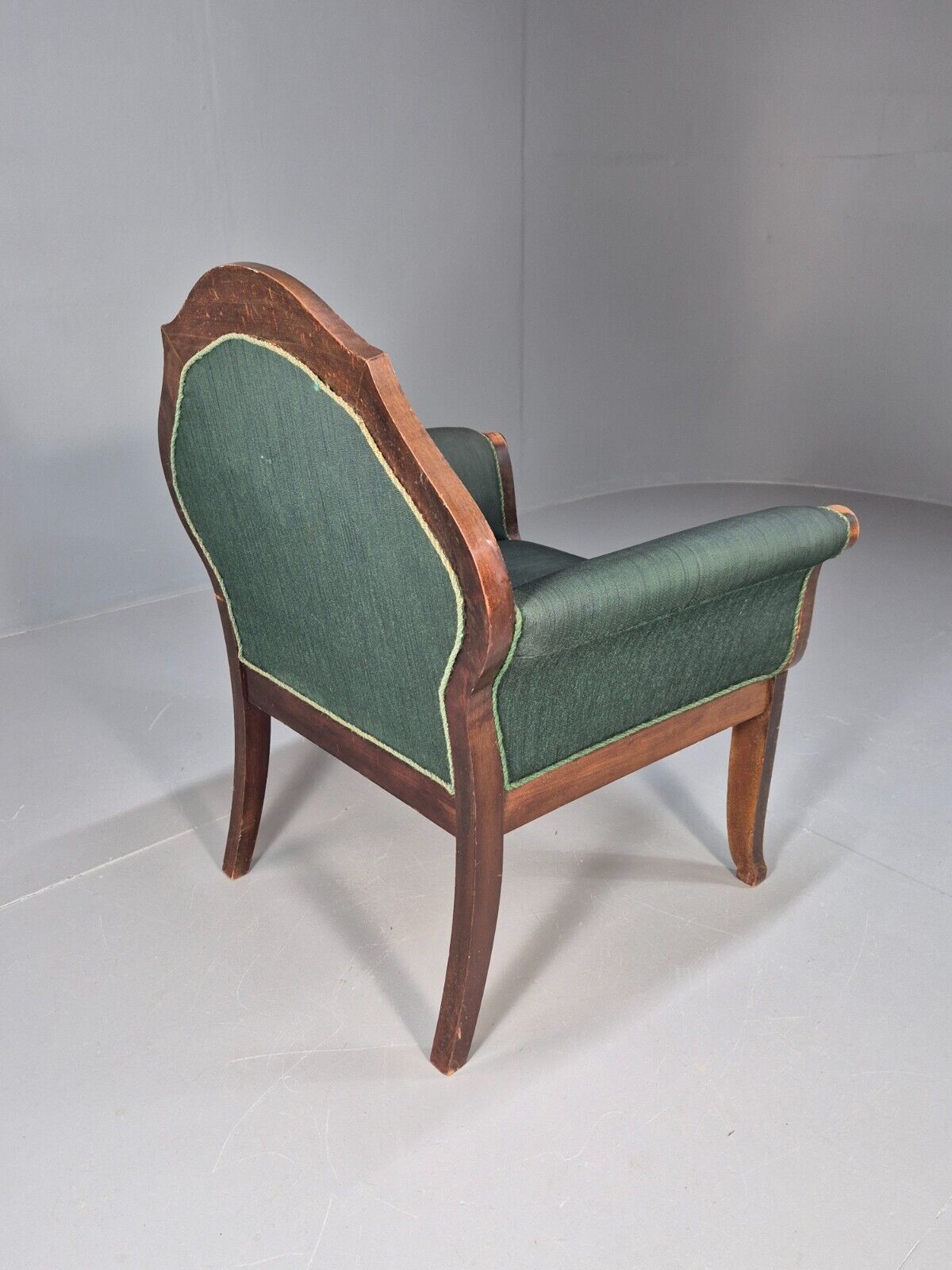 A Vintage Danish Antique Chair Green and Mahogany Shield Back 1920s EB8924 VCLO - UKDK FURNITURE