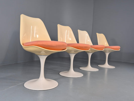 4 Tulip Based Swivel Chairs 1970s Retro Original Seat Pads EB11843 MDIN1