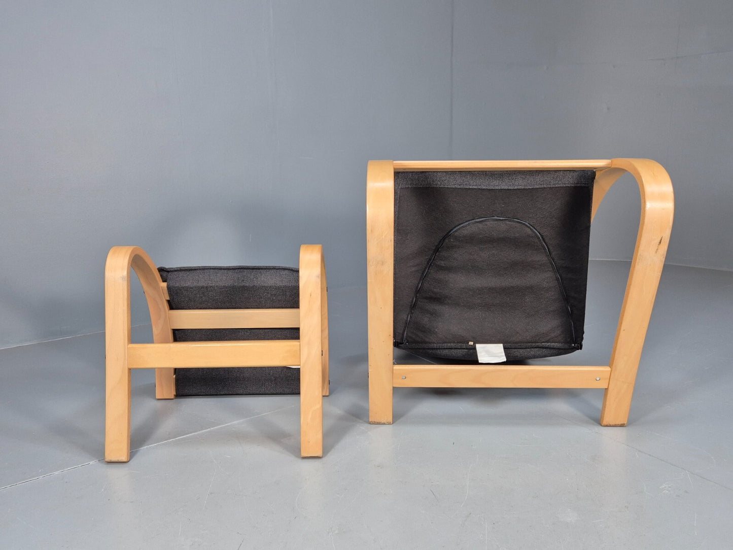 Vintage Danish Bentwood Chair and Footstool Verikon Grey Wool Retro EB9686 MBEN - UKDK FURNITURE