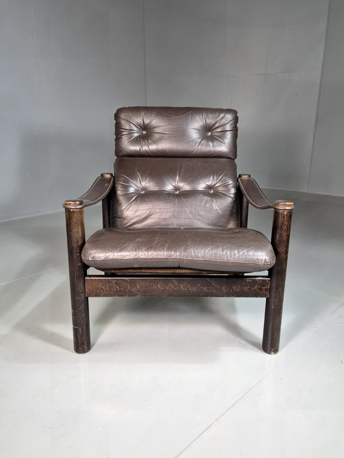 Vintage Danish Lounge Chair Brown Leather Ebbe Gehl Design Retro MCM EB7215 MNOR - UKDK FURNITURE