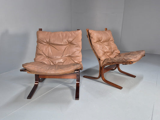 Vintage Brown Leather Bentwood Siesta Chairs Westnofa Ingmar Relling EB9324 MBEN - UKDK FURNITURE