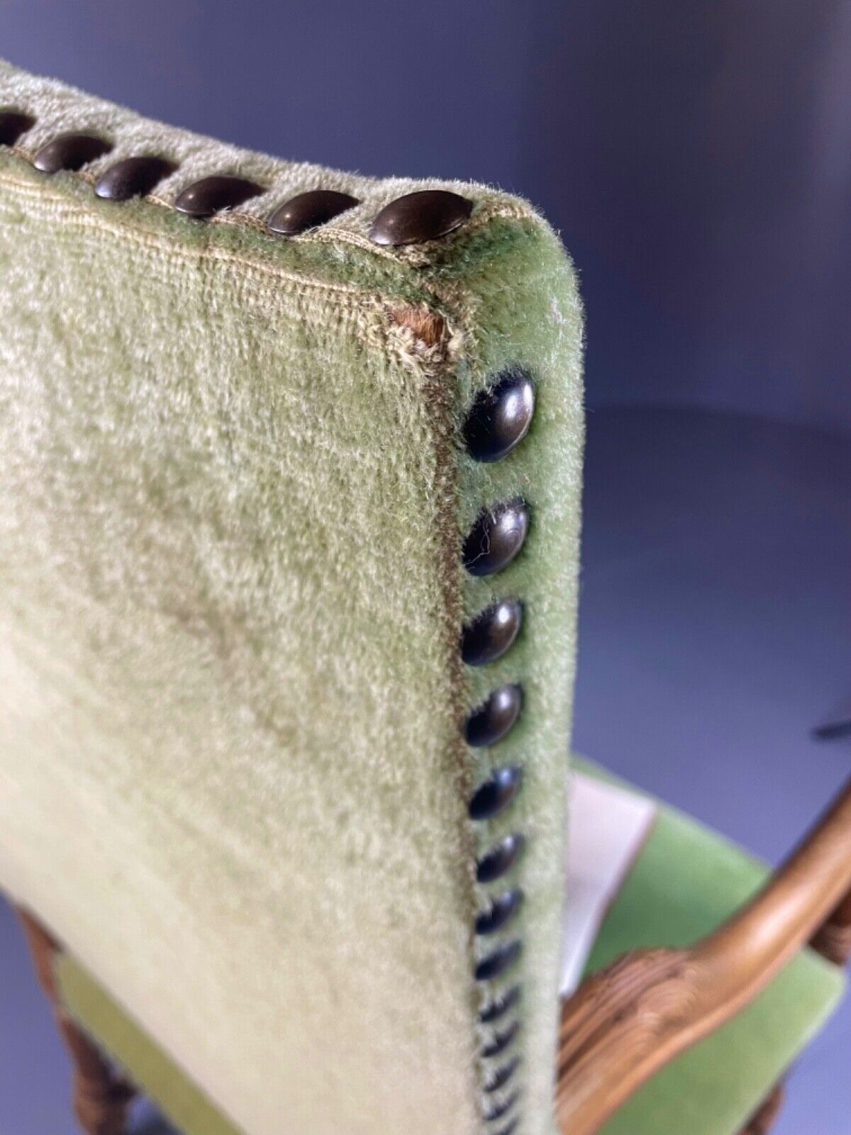 Danish Early 20th Century Carved Oak And Green Velour Chair, Antique EB4649 VCAR - UKDK FURNITURE
