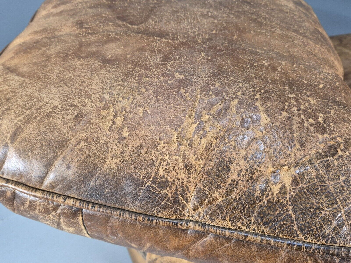 Vintage 3 Seat Chesterfield Sofa Tan Leather Beaten Up Look Retro EB8890 VCHE - UKDK FURNITURE