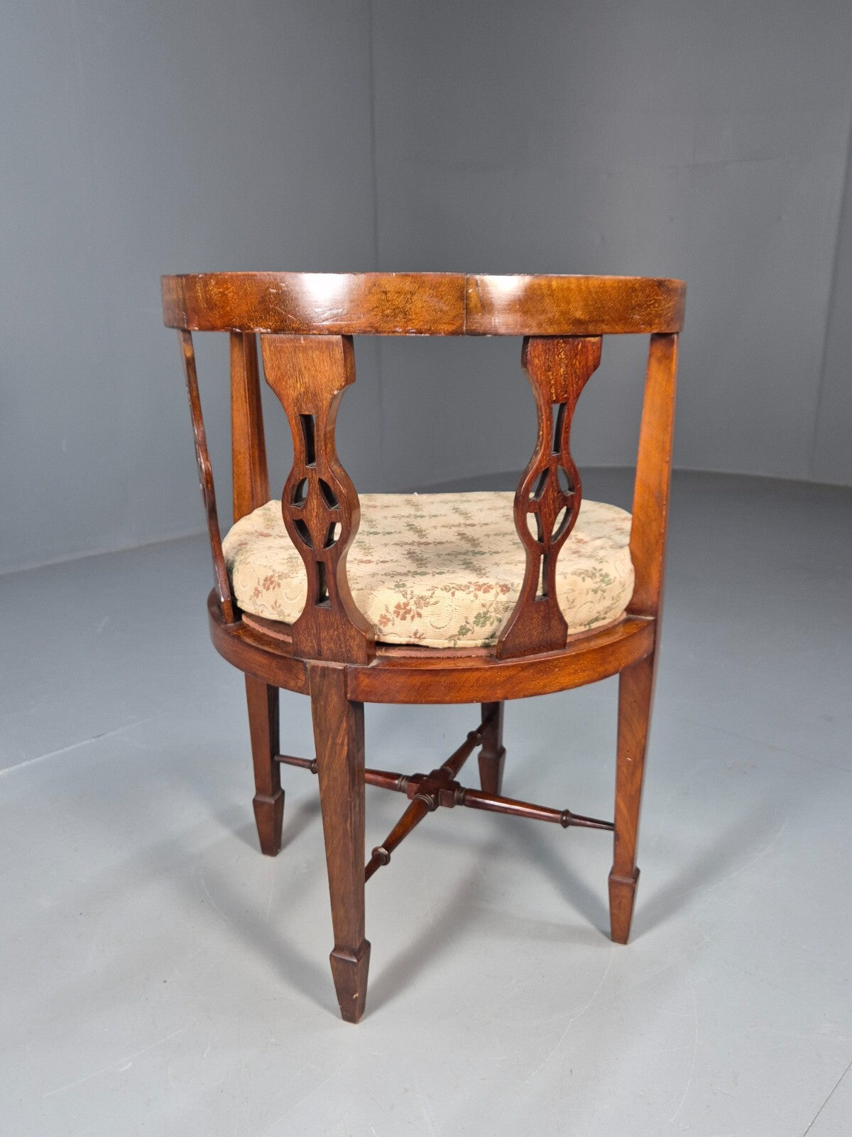 Antique Walnut Tub Chair Edwardian Sheraton Revival 1900s EB9476 VCLO - UKDK FURNITURE