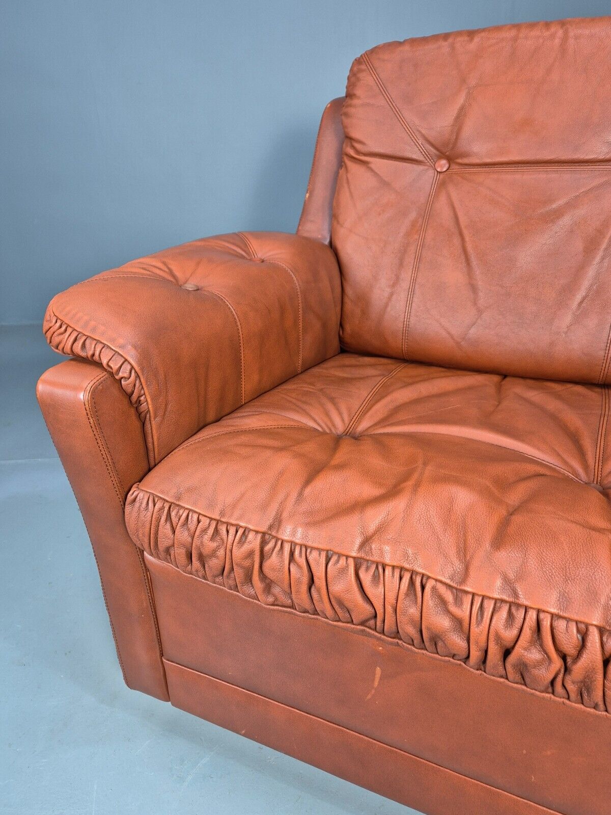 Vintage Danish Lounge Char Tan Leather 1970s Retro MCM EB8478 MNOR - UKDK FURNITURE