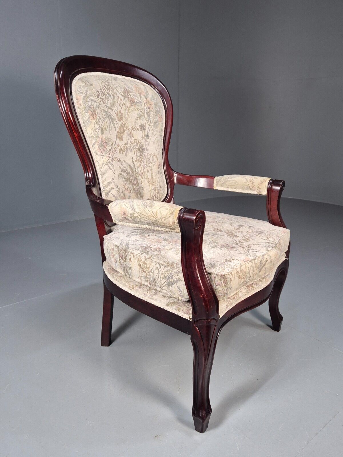 Vintrage Danish Lounge Chair Floral Cotton Antique French Style EB8927 VCLO - UKDK FURNITURE