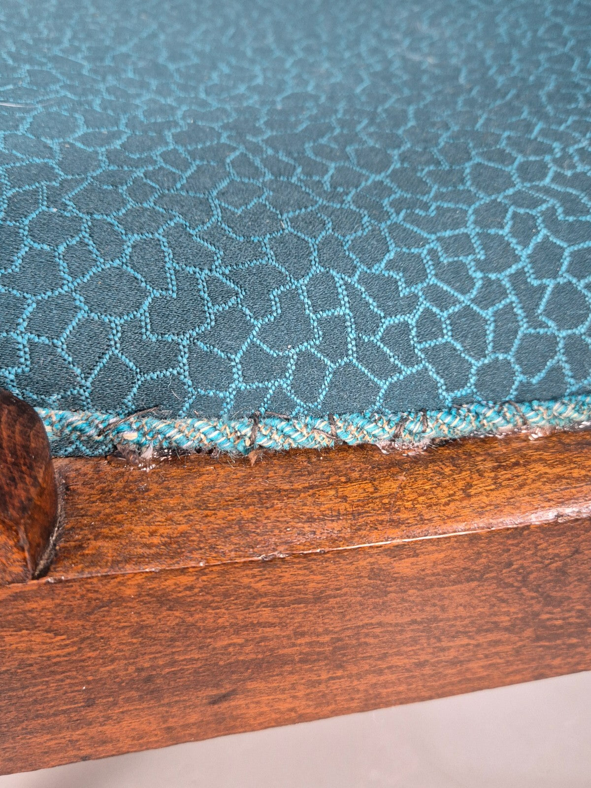 Antique Danish Oak Armchair Blue Pattern Fabric Vintage Design EB9625 VCLO - UKDK FURNITURE