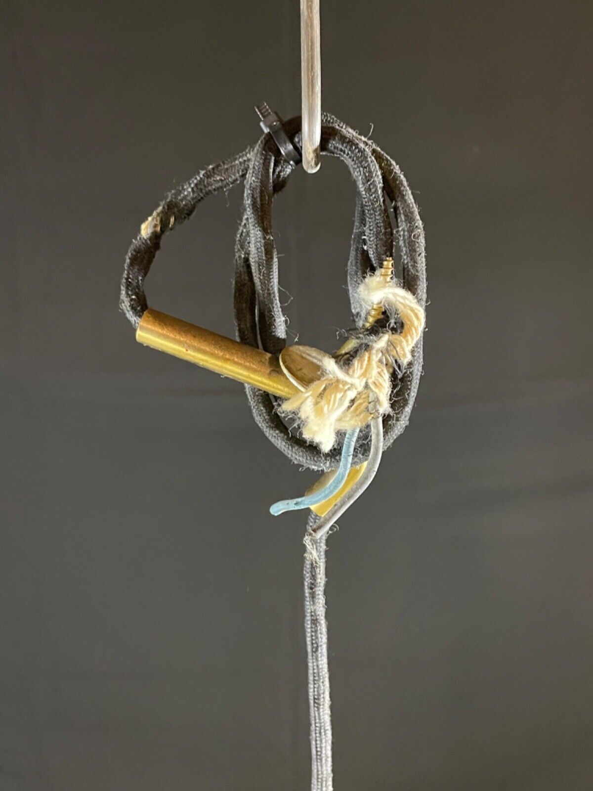 Danish Opaline Glass with Red and White Plastic Pendent Light, Retro EB5096 LCLC - UKDK FURNITURE