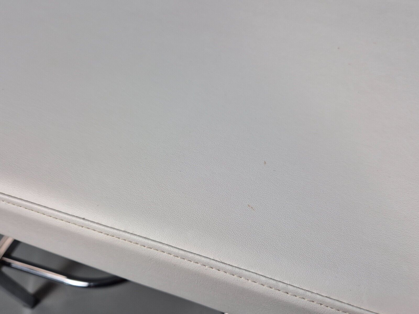 VintagePiano or Dressing Table Stool White Vinyl Chrome 1980s Retro EB9162 MFOO - UKDK FURNITURE