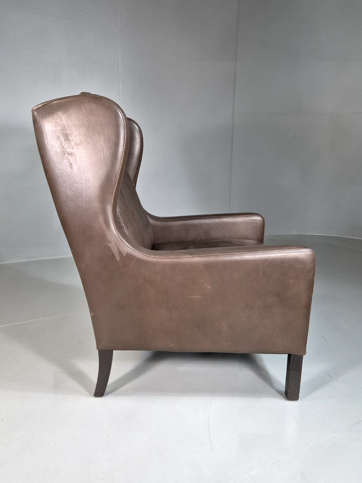 Vintage Danish Wingback Lounge Chair Brown Leather Mogensen Retro EB7211 MNOR - UKDK FURNITURE