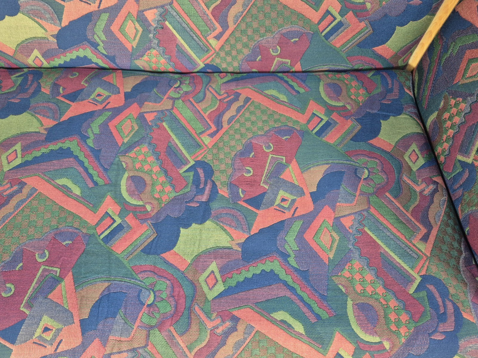 Vintage 2 Seater Sofa Curved Beech Frame Multicoloured 1980s Danish EB9290 M2SS - UKDK FURNITURE