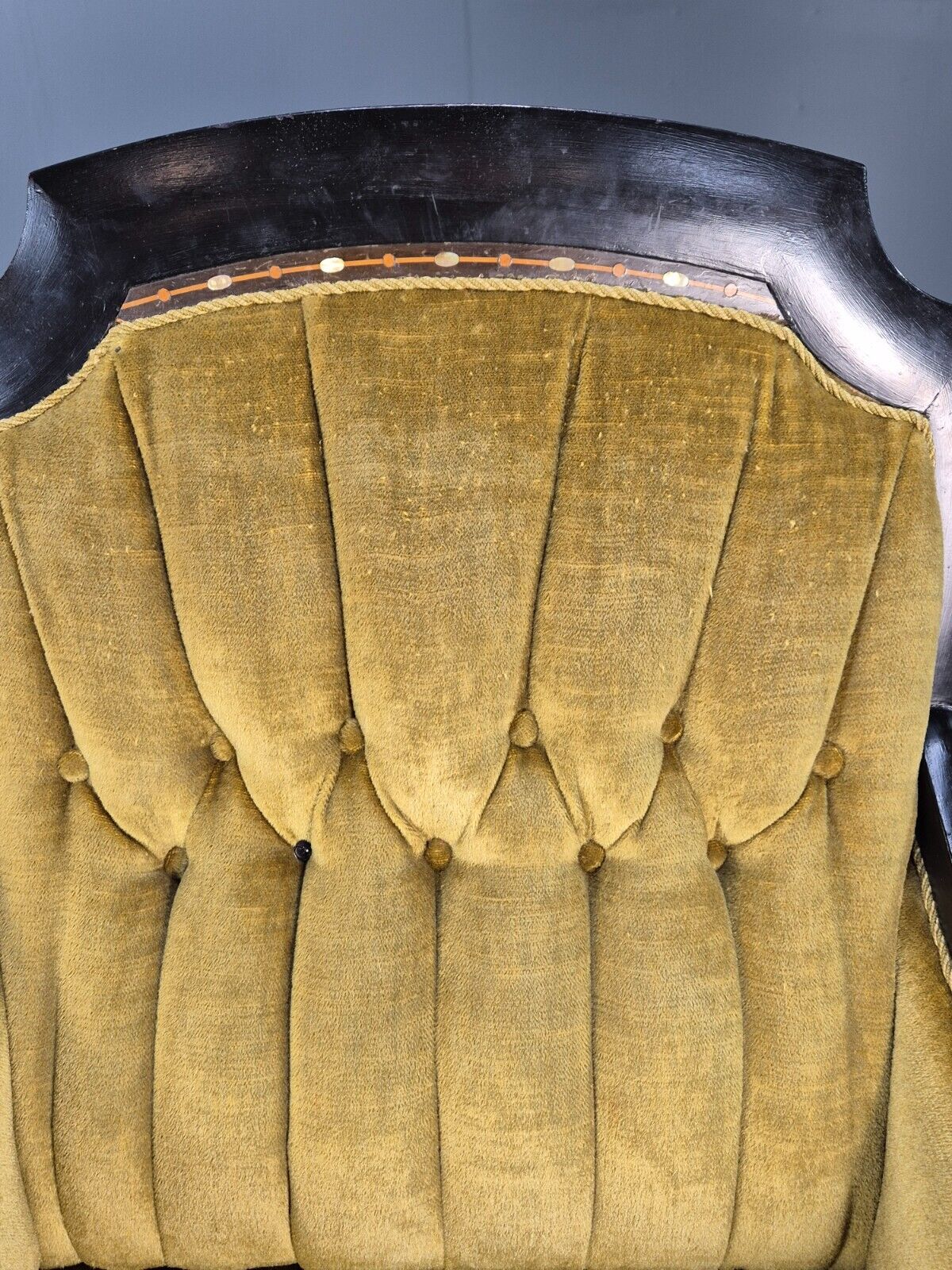 Vintage danish Lounge Chair Gold Velour Wood Frame Empire Style EB8933 VCLO - UKDK FURNITURE