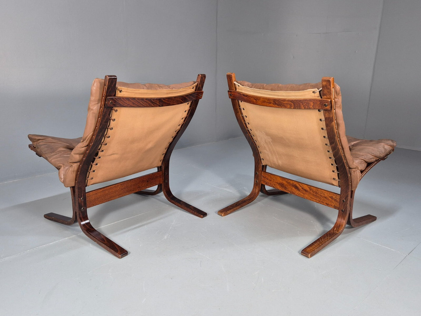 Vintage Brown Leather Bentwood Siesta Chairs Westnofa Ingmar Relling EB9324 MBEN - UKDK FURNITURE