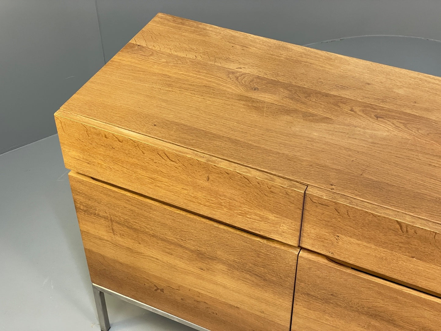 Modern Solid Oak Sideboard Ligna By Ethnicraft Steel Base EB9836 MWOO - UKDK FURNITURE