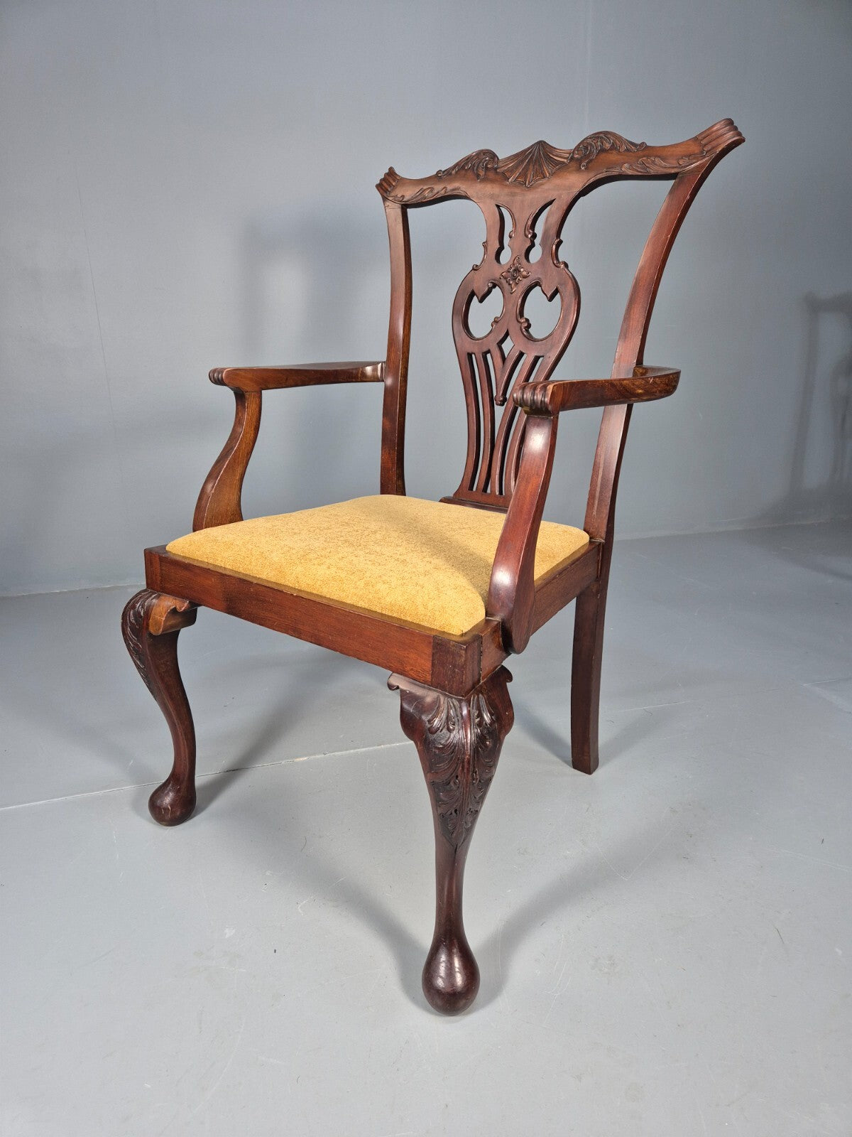 4 Antique Chippendale Revival Mahogany Dining Chairs 1900s EB9480 VDIN - UKDK FURNITURE