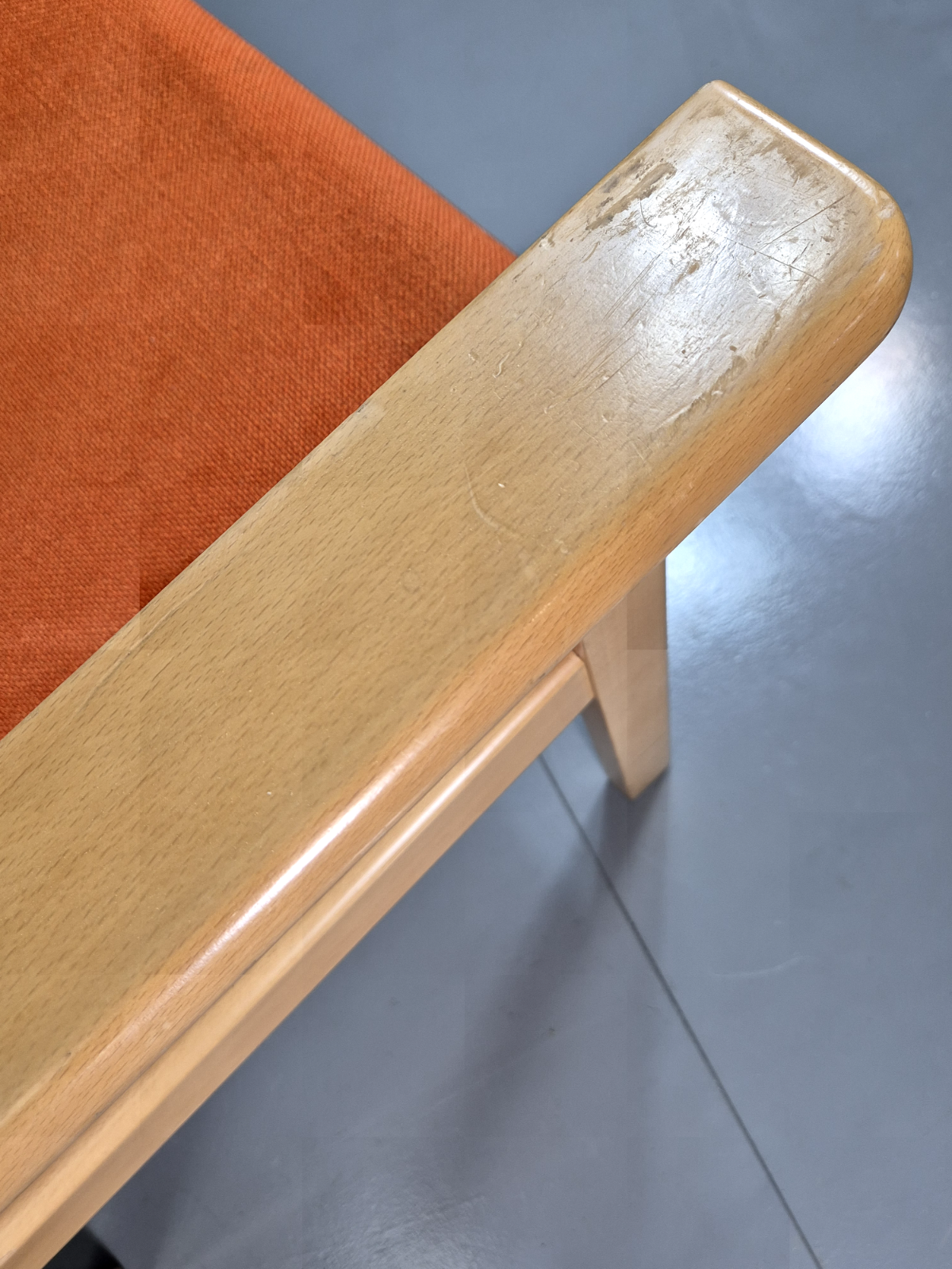 Vintage Danish Elbow Chair Orange Wool Beech Frame 1980s Retro EB7197 MNOR - UKDK FURNITURE