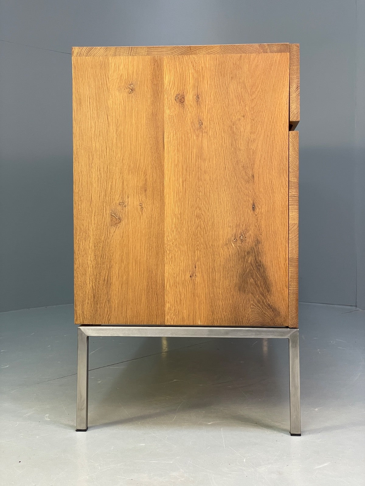Modern Solid Oak Sideboard Ligna By Ethnicraft Steel Base EB9836 MWOO - UKDK FURNITURE