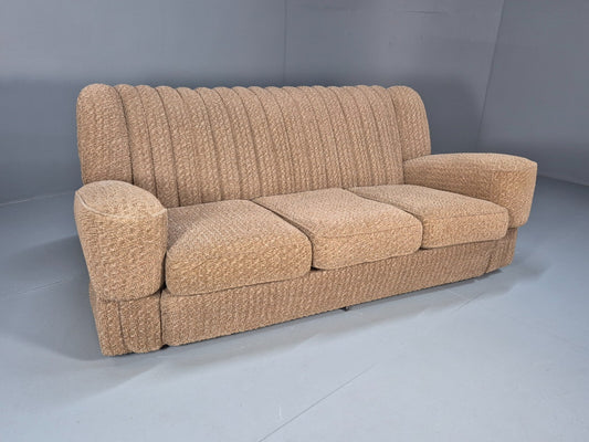 Vintage Art Deco Couch 3 Seat Recent Upholstery Beige Wool 1940s EB9683 V3SS - UKDK FURNITURE