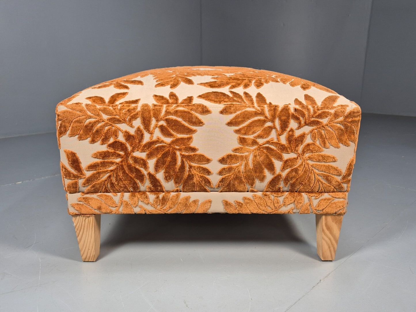 Vintage Footstool Pouffe Amber Floral Moquette Modern EB9477 MFOO - UKDK FURNITURE