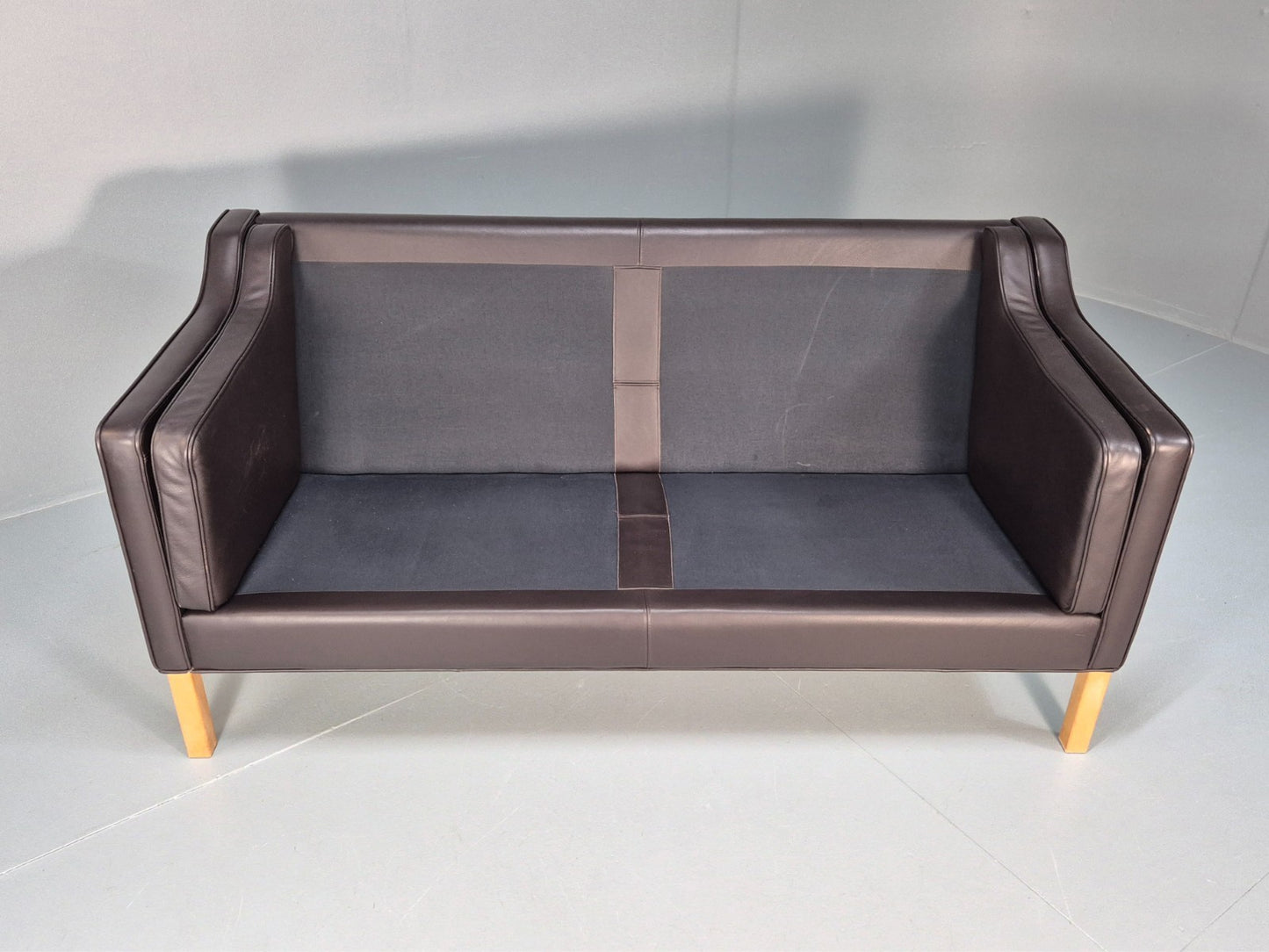 Mid Century Two Seater Sofa Danish Black Leather Mogensen Vintage  EB10107 M2SS7