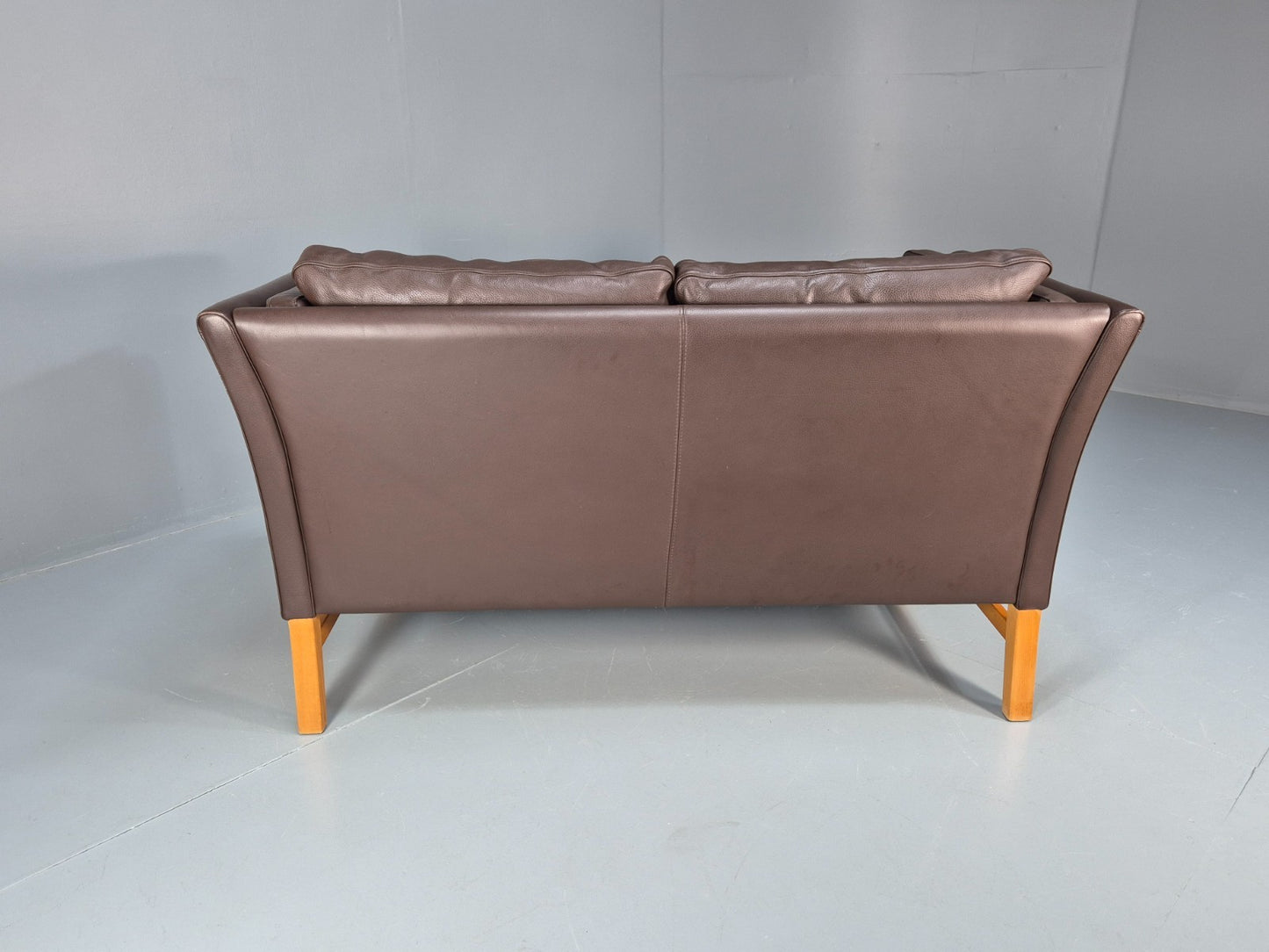 Mid Century Two Seater Sofa Vintage Danish Brown Leather Retro 1970 EB10094 M2SS14